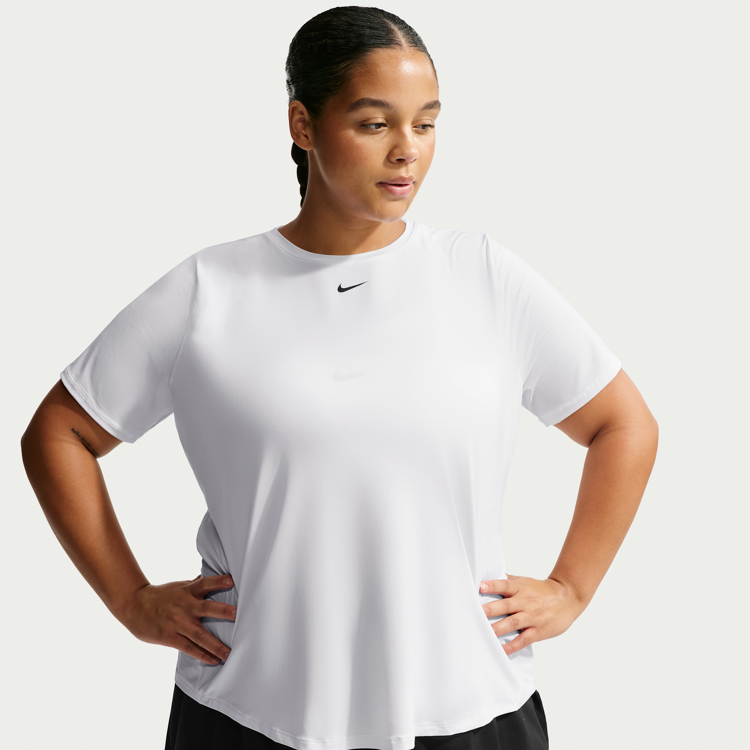Nike Women's One Classic Dri-FIT Short-Sleeve Top (Plus Size) in White | FN2800-101