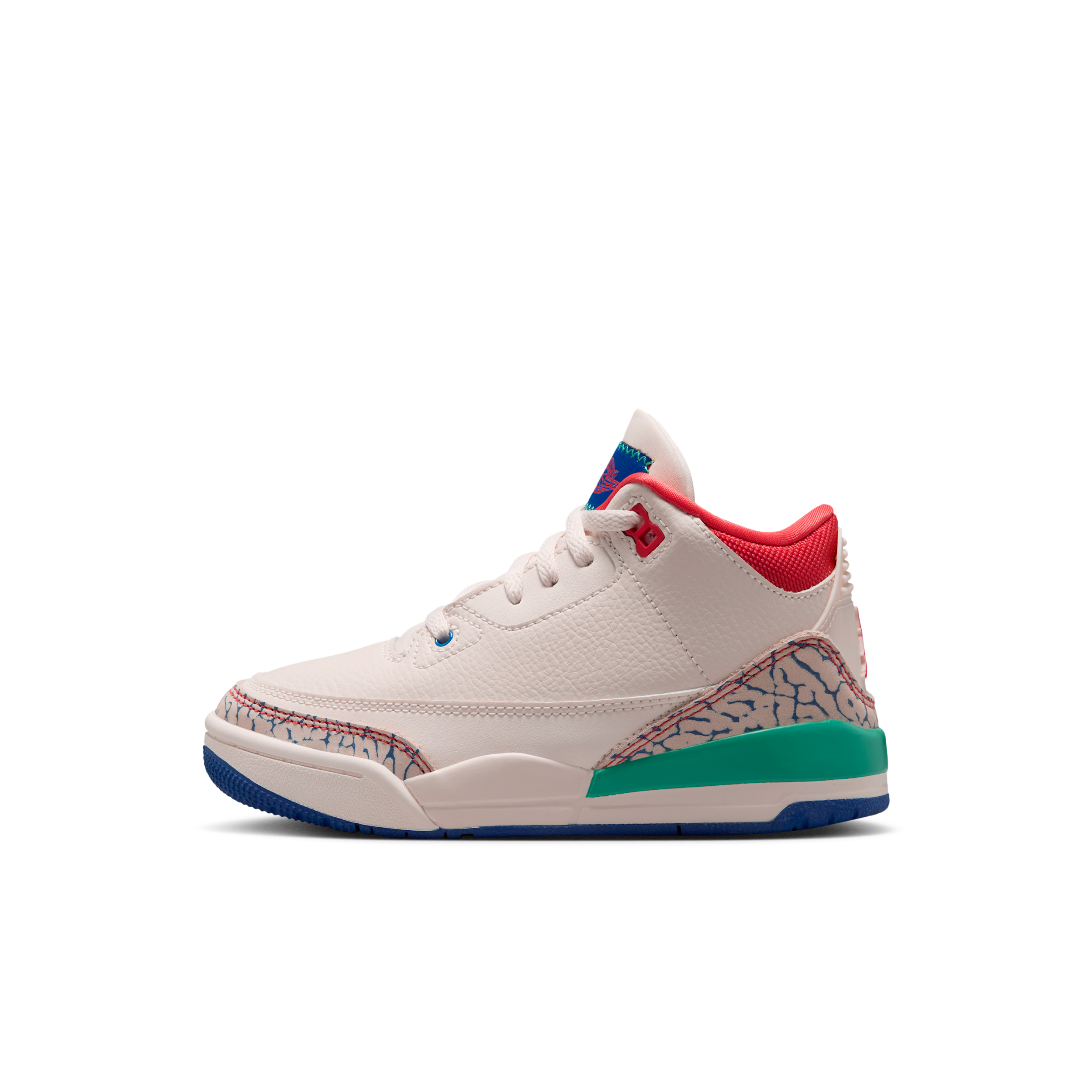 Air Jordan Kids' Preschool Jordan 3 Retro 'Play Your Way' Basketball Shoes, Size 2.5, White/Red/Blue/Green