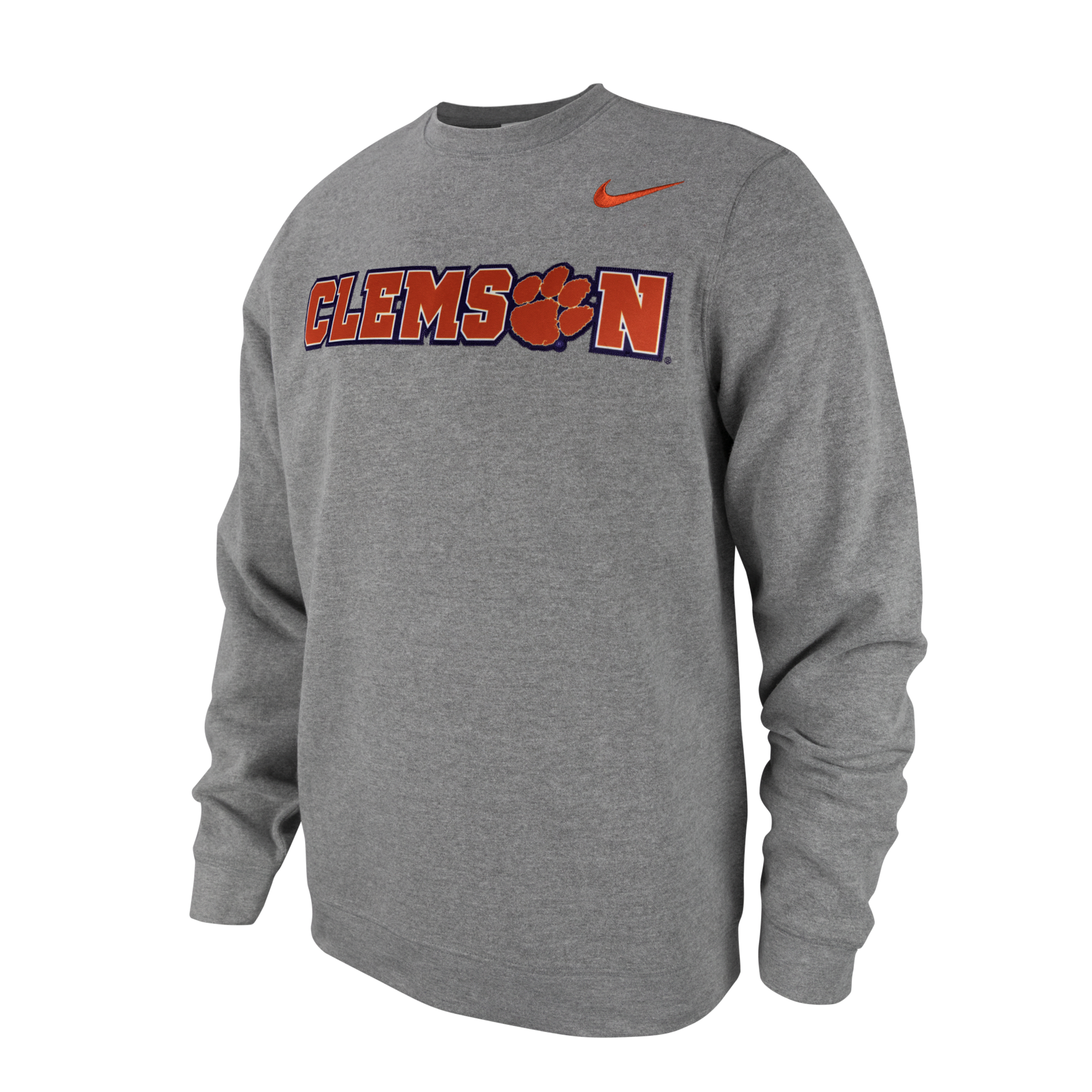Nike Clemson Club Fleece  Men's College Crew-neck Sweatshirt In Grey