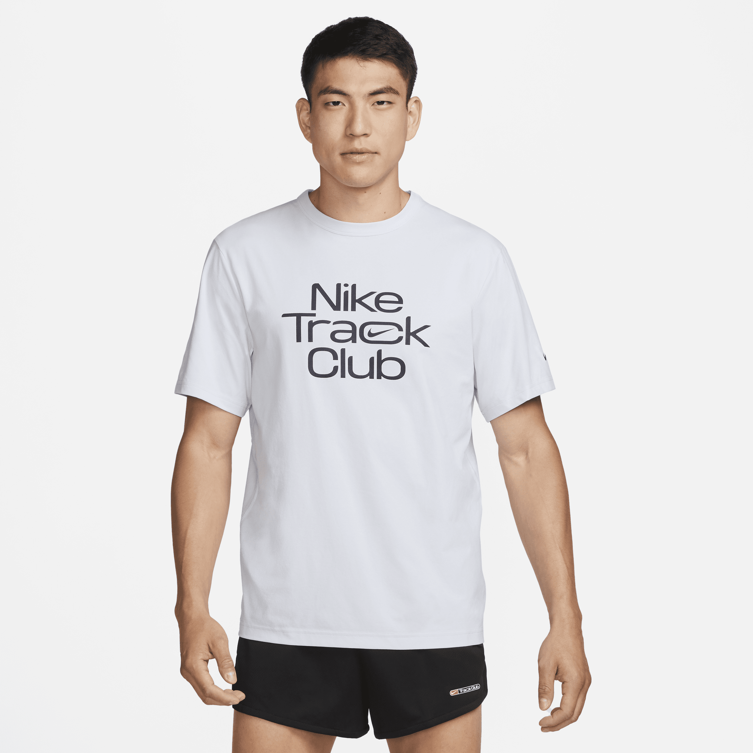Nike Men's Track Club Dri-fit Short-sleeve Running Top In Grey