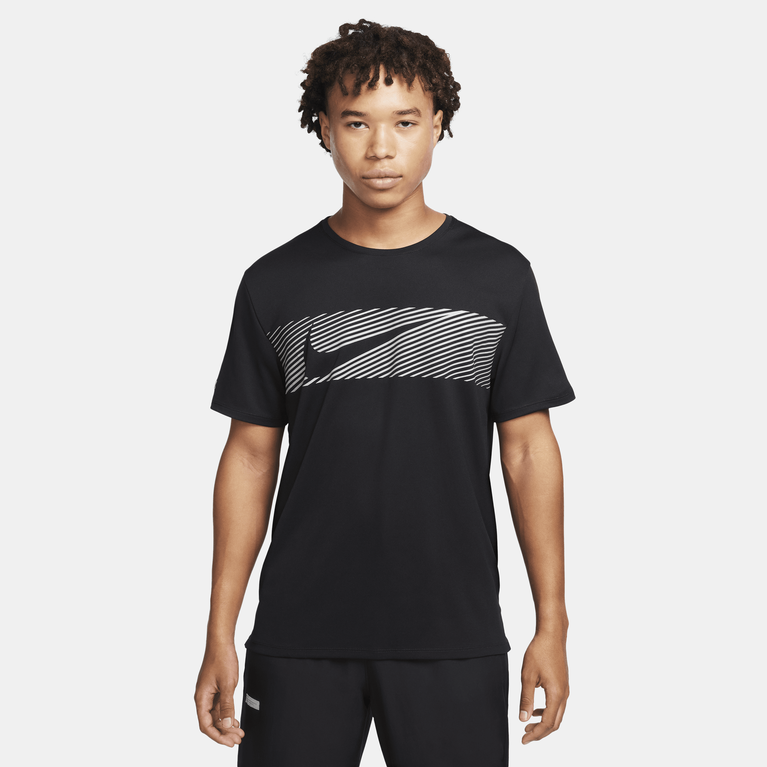 Shop Nike Men's Miler Flash Dri-fit Uv Short-sleeve Running Top In Black