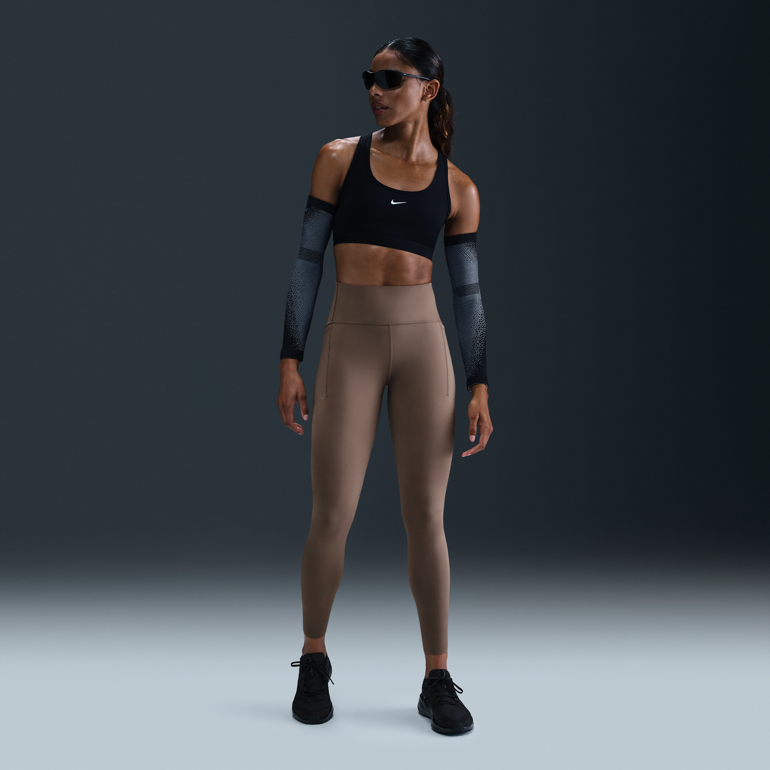 Nike Women's Swift High-waisted 7/8 Running Leggings With Pockets In Brown