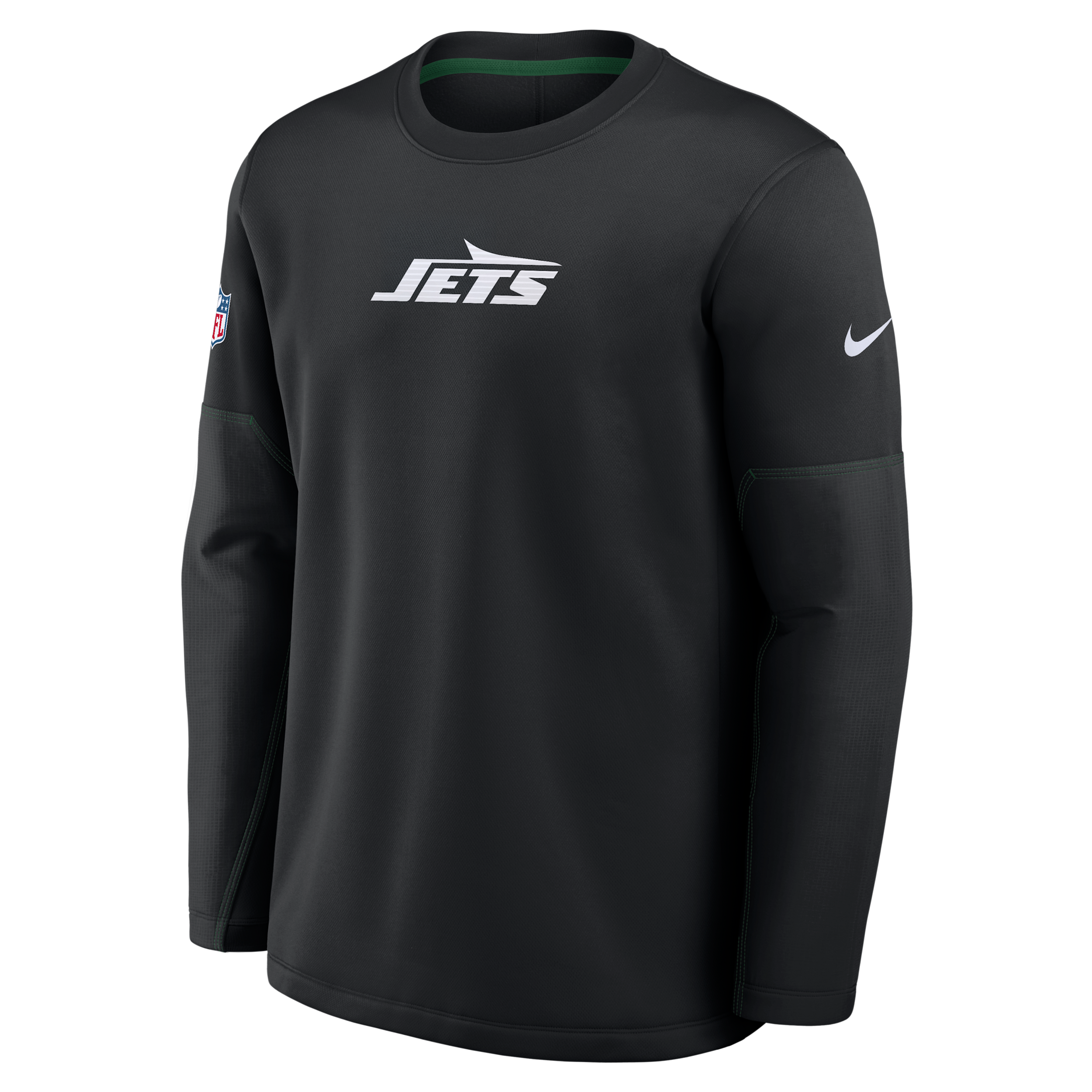 Nike Men's Black New York Jets Sideline Coaches Team Present Midweight Therma-fit Sweatshirt - Black, Green