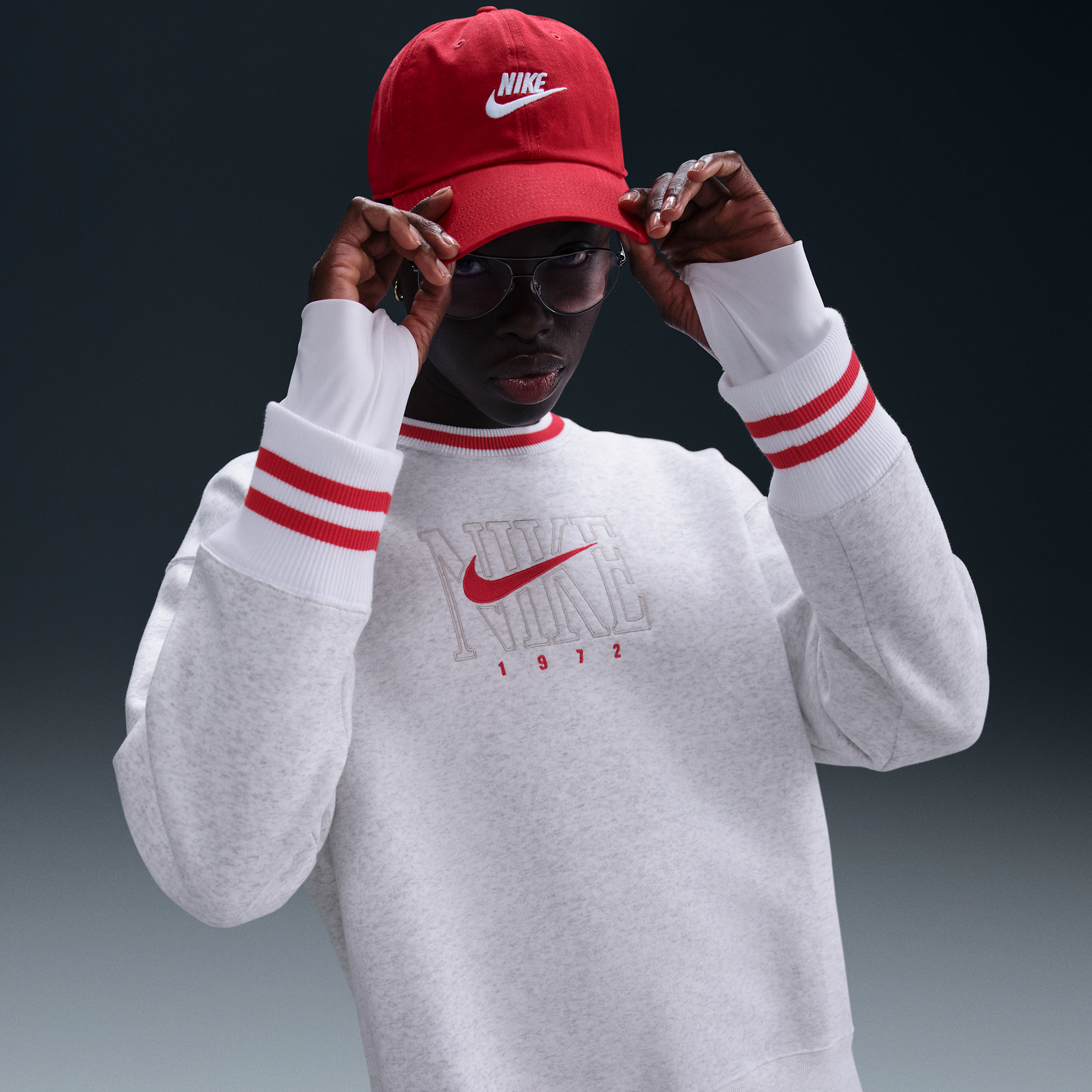 Nike Sportswear Phoenix Embroidered Oversize Long Fleece Sweatshirt In Brown