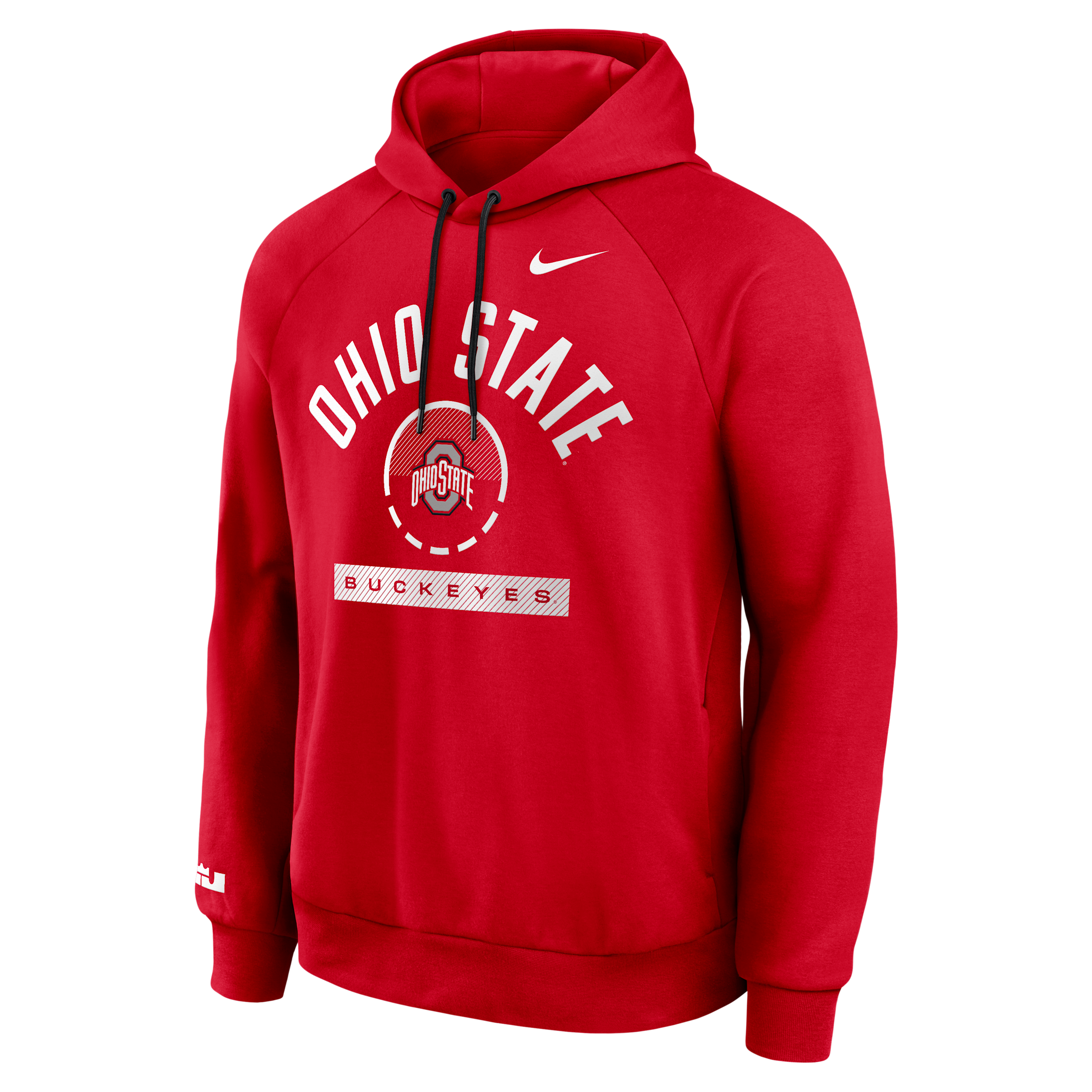 Nike Men's Scarlet Ohio State Buckeyes Courtside Practice Dri-fit Raglan Fleece Hoodie - Scarlet