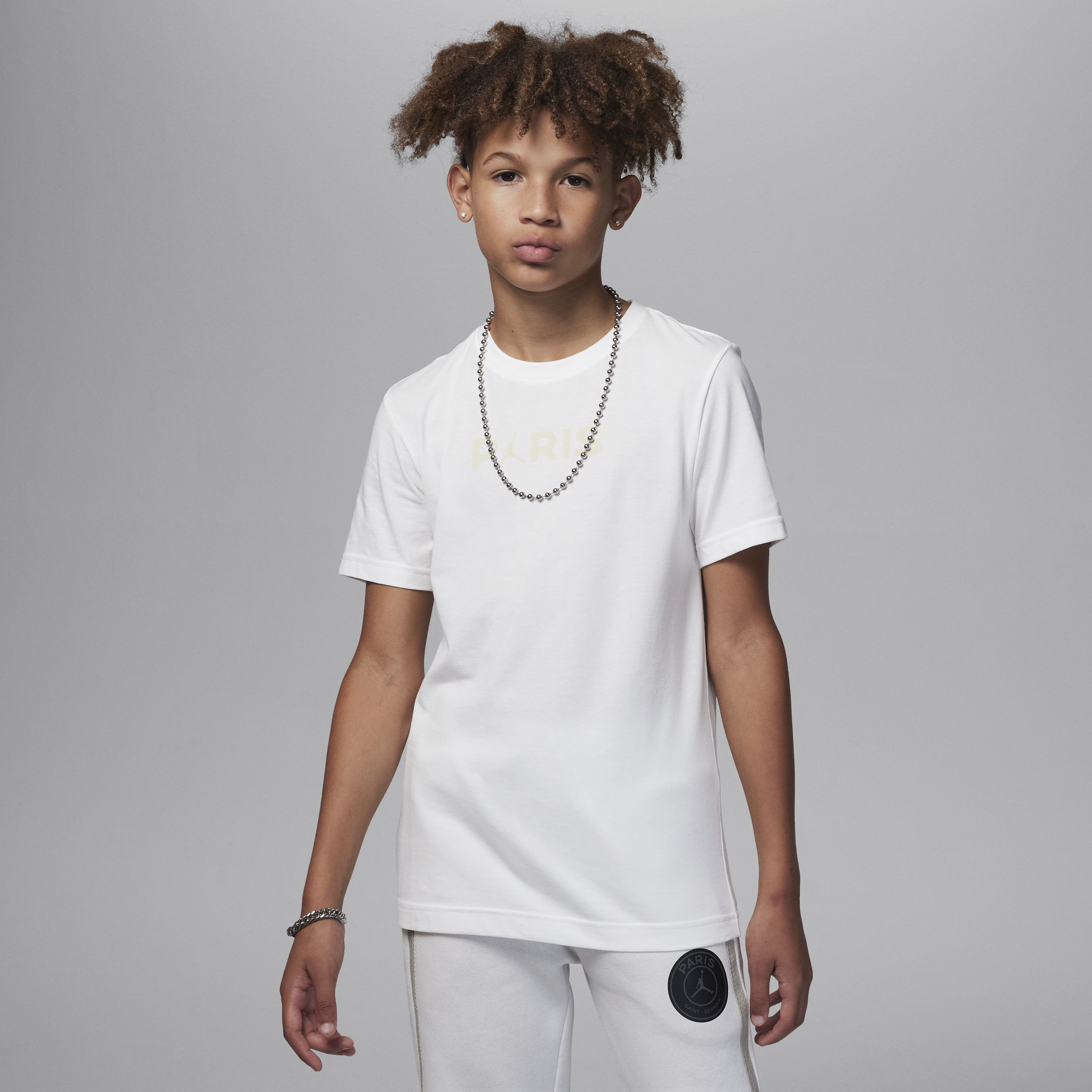 Jordan Paris Saint-germain Big Kids' Graphic T-shirt In White