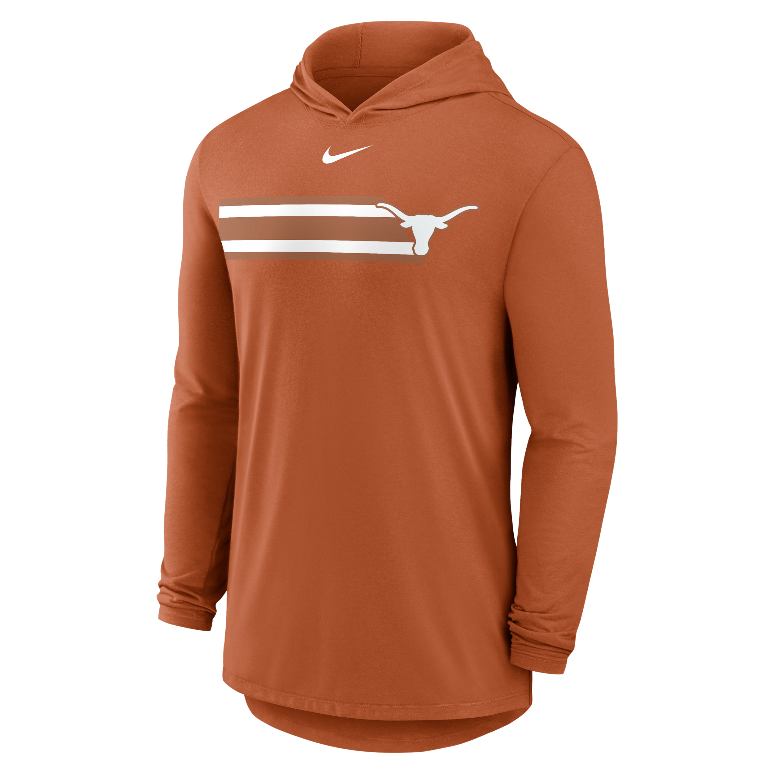 Texas Primetime Pattern Nike Men's Dri-FIT College Long-Sleeve Hooded T-Shirt in Orange | 01NB81FTXE-CZH
