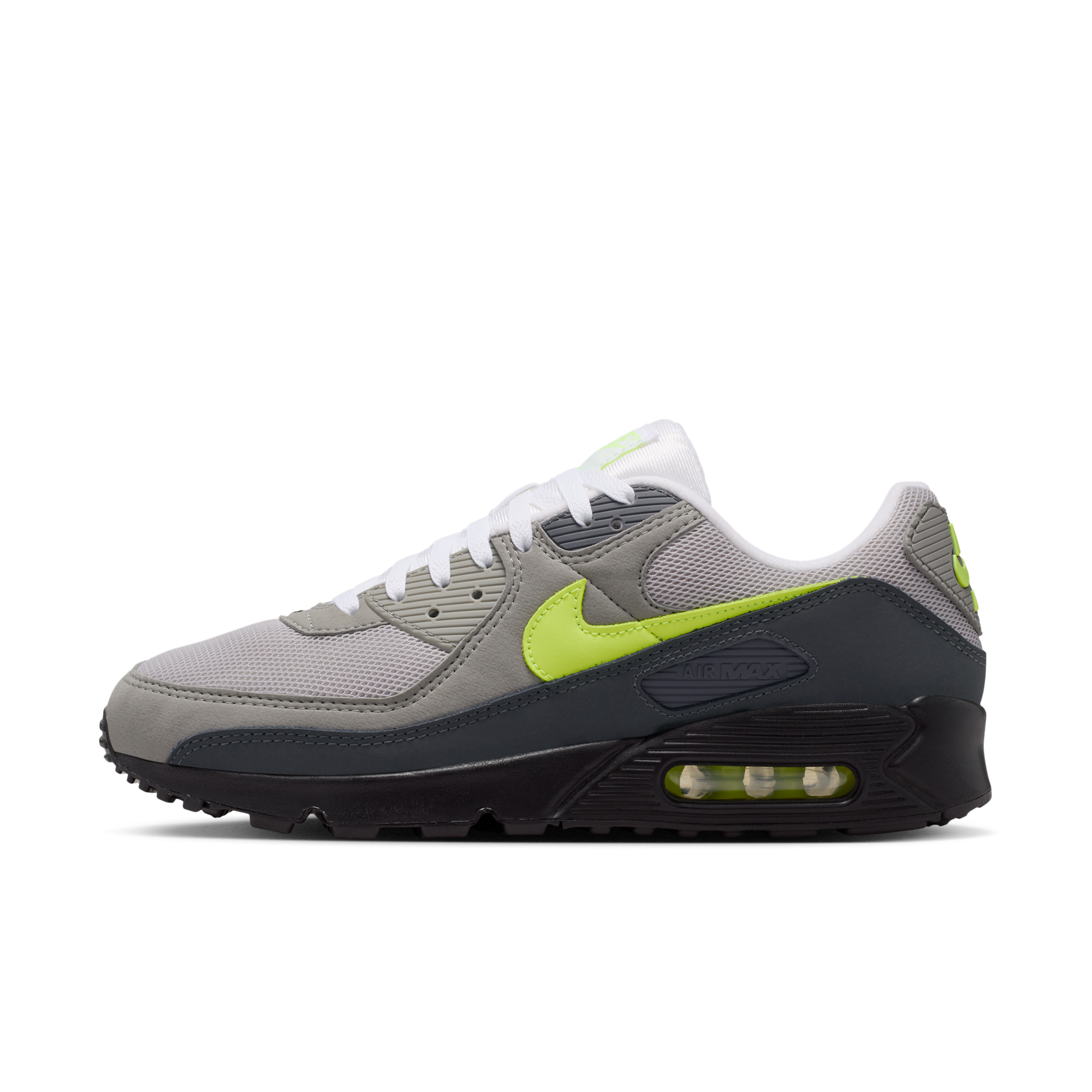Nike Mens Air Max 90 Prm Reflect - Running Shoes - Neon Yellow / Anthracite / Black Size 10.0