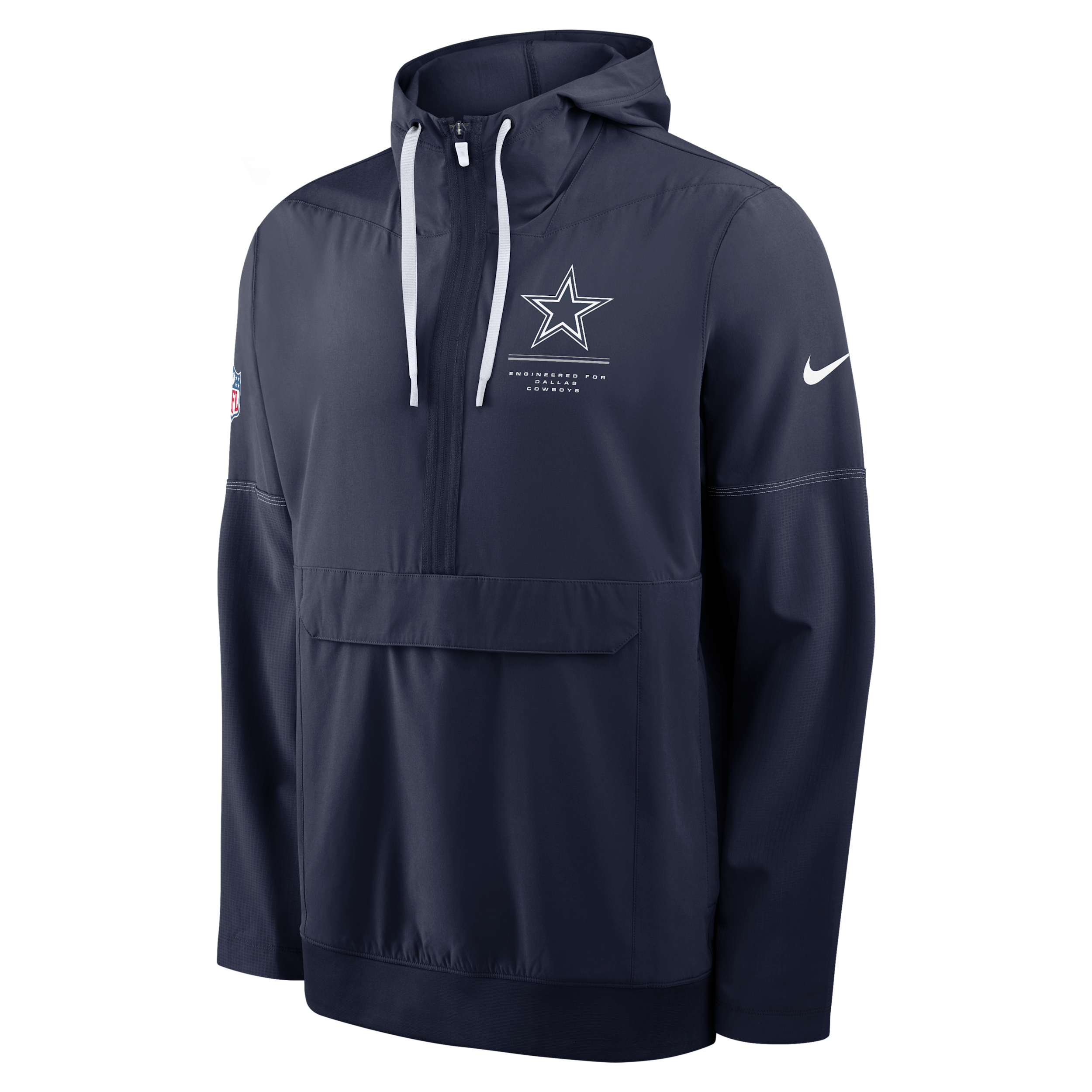 Dallas Cowboys Sideline Anorak Nike Men's NFL 1/2-Zip Hooded Jacket in Blue | 03AT044P7RD-EKU