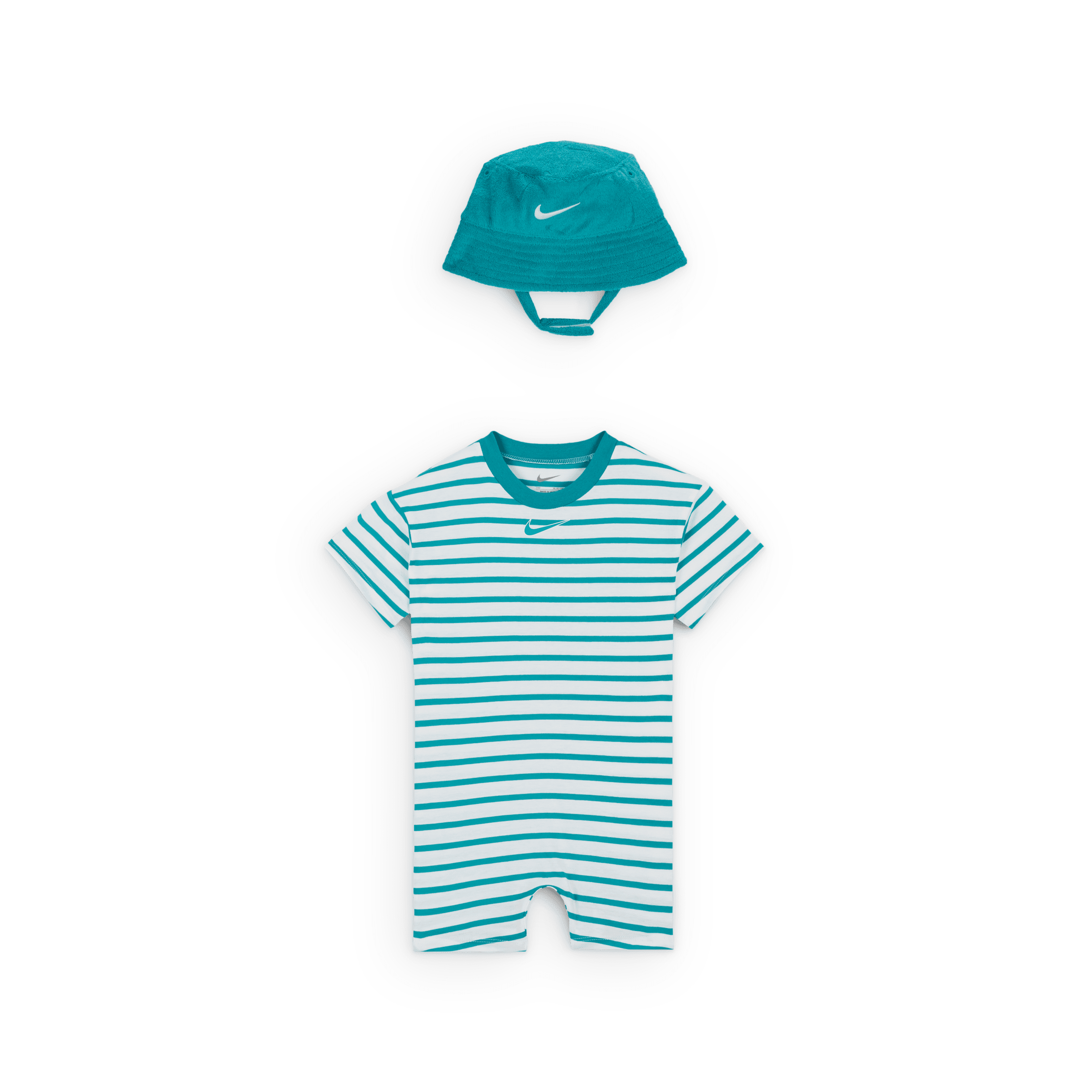 Nike Baby (12-24m) Short Sleeve Romper With Bucket Hat In Green