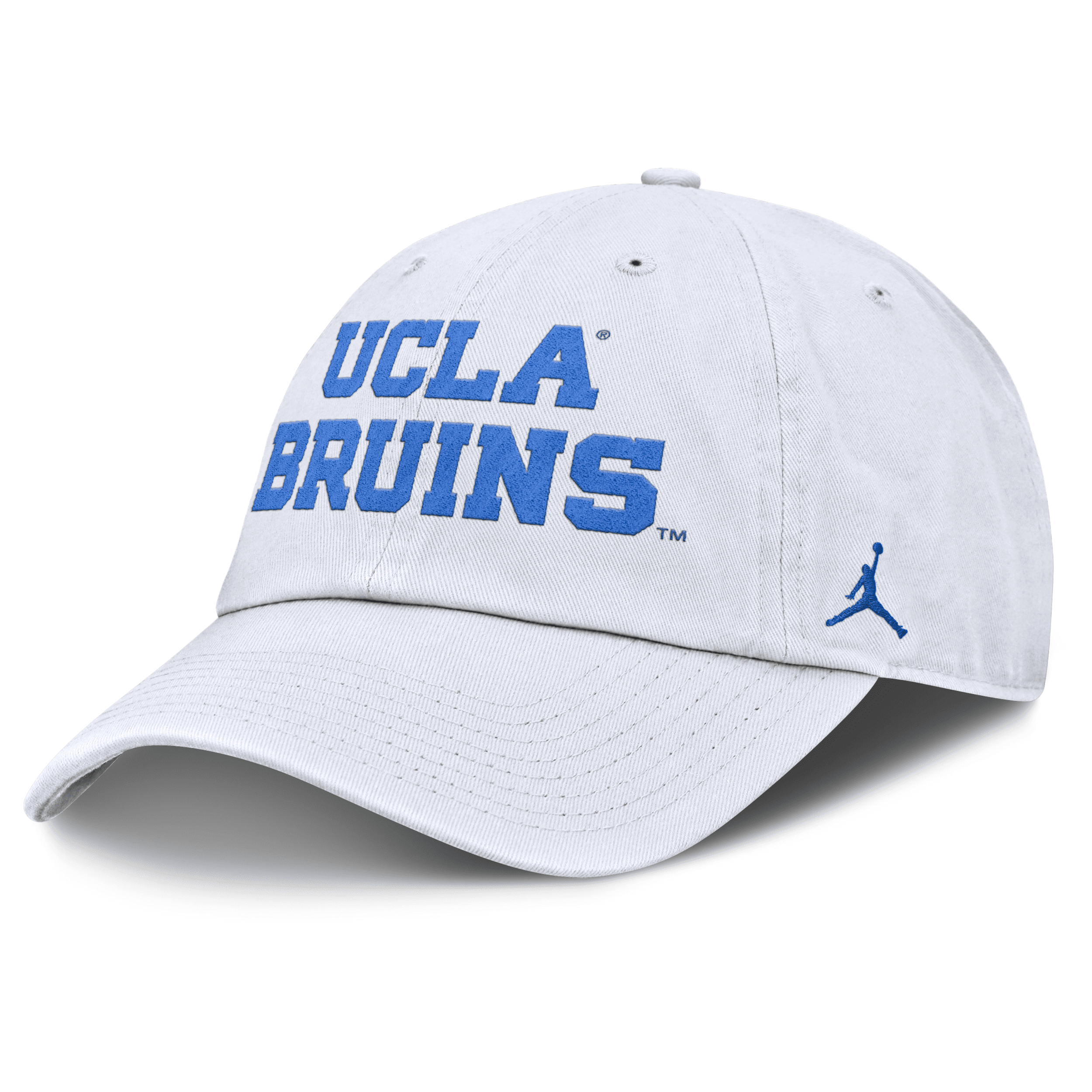 Jordan Men's Ucla Bruins Core Club Mascot Wordmark Brand College Adjustable Hat In White