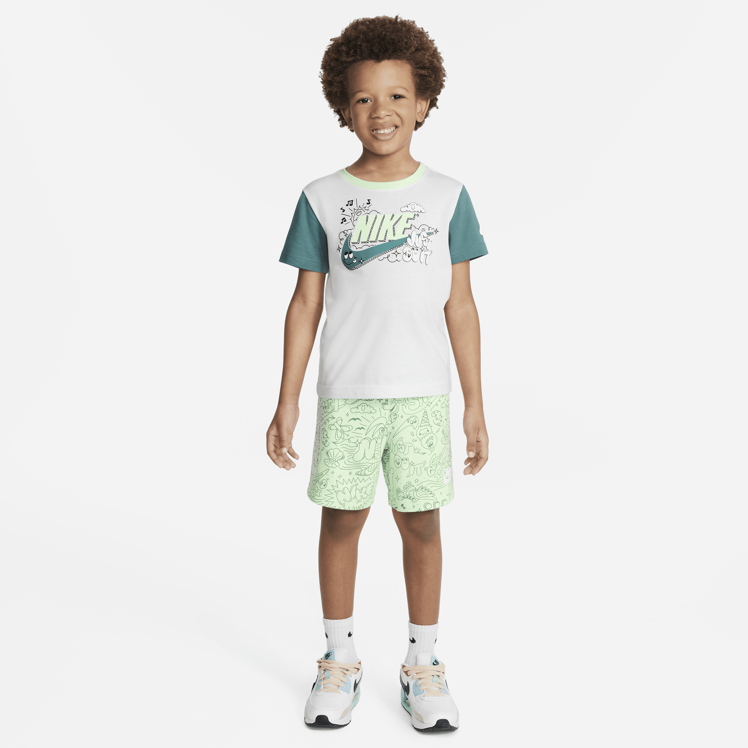 Shop Nike Sportswear Create Your Own Adventure Little Kids' T-shirt And Shorts Set In Green