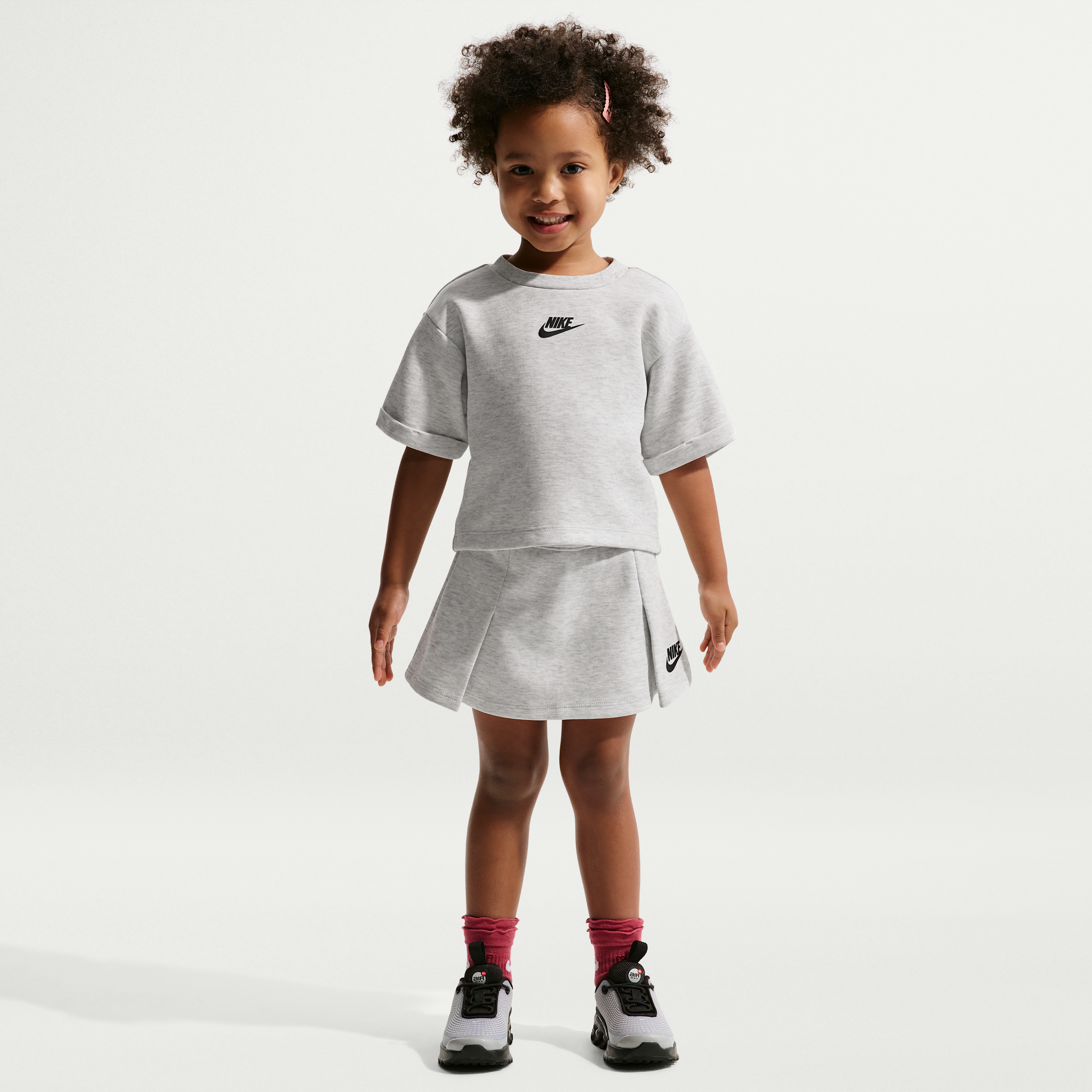 Girls Nike Tech Fleece Skirt Set - Girls' Toddler Gray/Black Size 2T