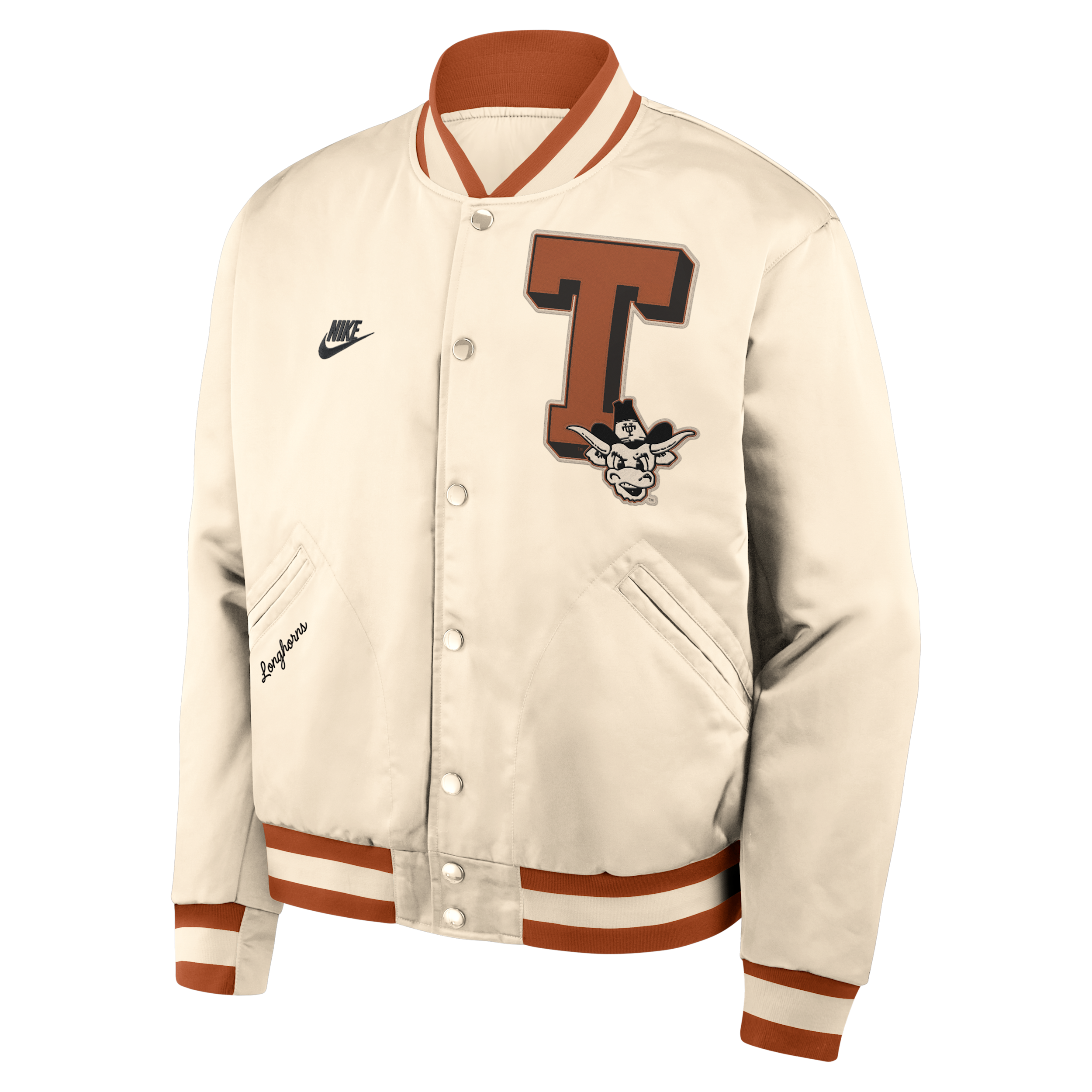 Texas Legacy Nike Men's College Full-Snap Bomber Jacket in Brown | 03O50E53TXV-P0K
