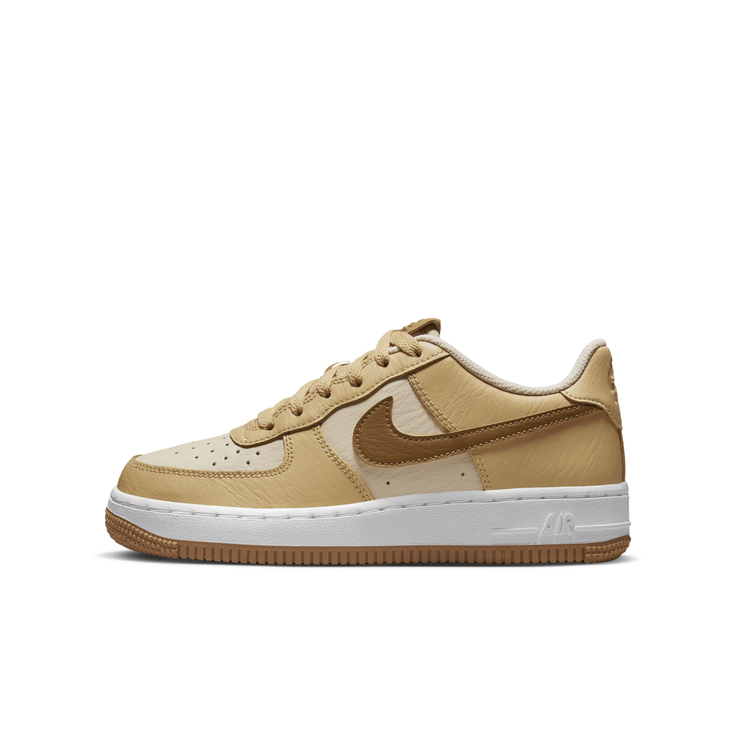 Icon. Legend. What else? Too many words can describe the Nike Air Force 1. Originally an all-star on the basketball court, this sneaker is now a superstar in streetwear. Its durable leather and Air cushioning give the classic look and feel that still makes it a favourite today. Heritage Style::Real and synthetic leather combines for durability and support—just like old-school basketball shoes of the past.,All About Air::A hidden Air unit under the heel provides cushioning like the original AF-1 first introduced in 1982.,Ground Control::The rubber outsole provides durable traction. The iconic circular tread pattern was originally designed to help basketball players pivot on the court. Product Details::Classic laces