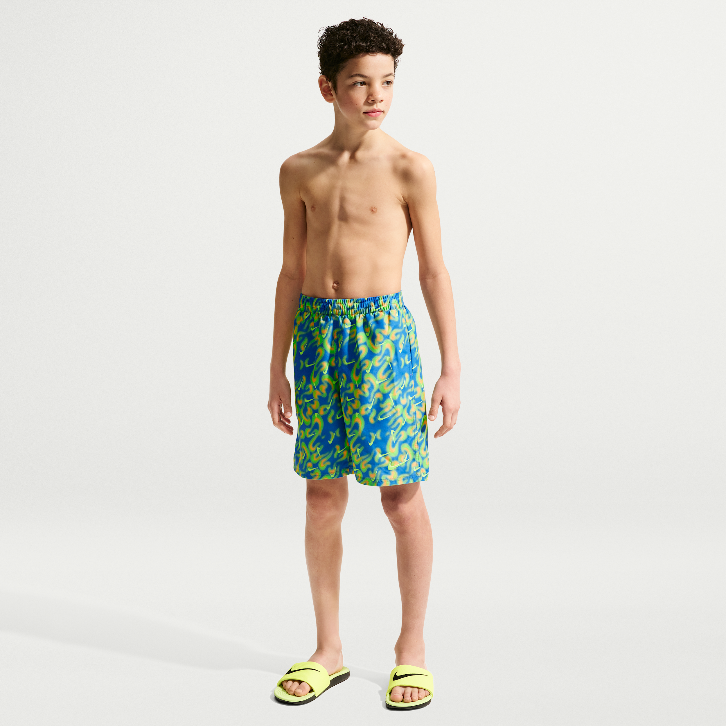 Nike Swim Breaker Big Kids' (Boys') 7" Brief-Lined Volley Short in Blue | NESSG810-434