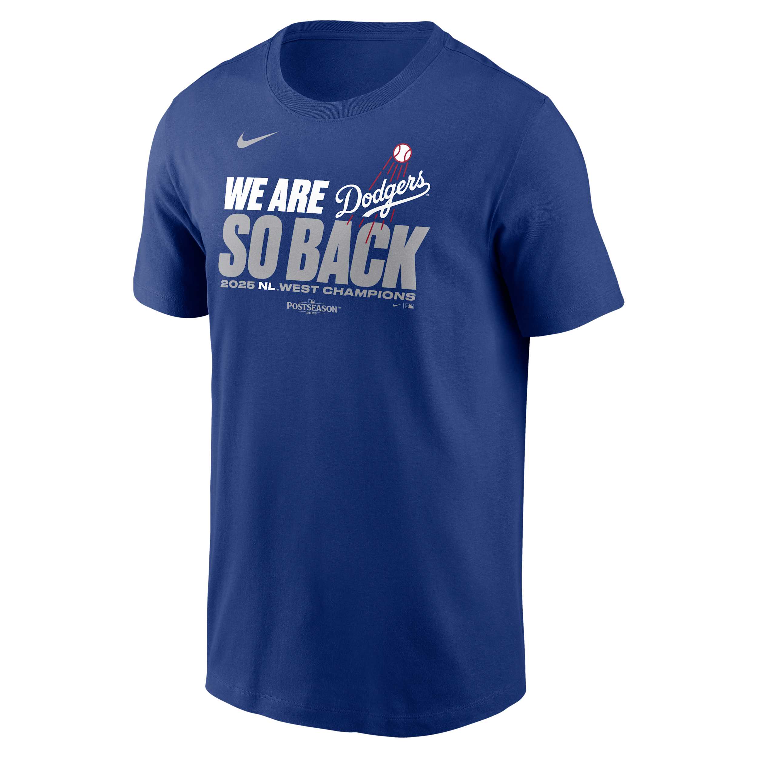 Nike Los Angeles Dodgers 2025 National League West Champions  Men's Mlb T-shirt In Blue