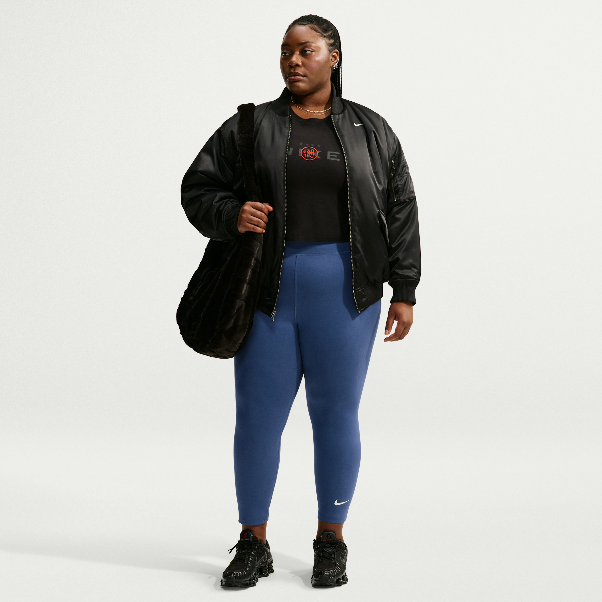 Women's Nike Sportswear Classic High-Waisted 7/8 Leggings (Plus Size) in Blue | FB3095-461