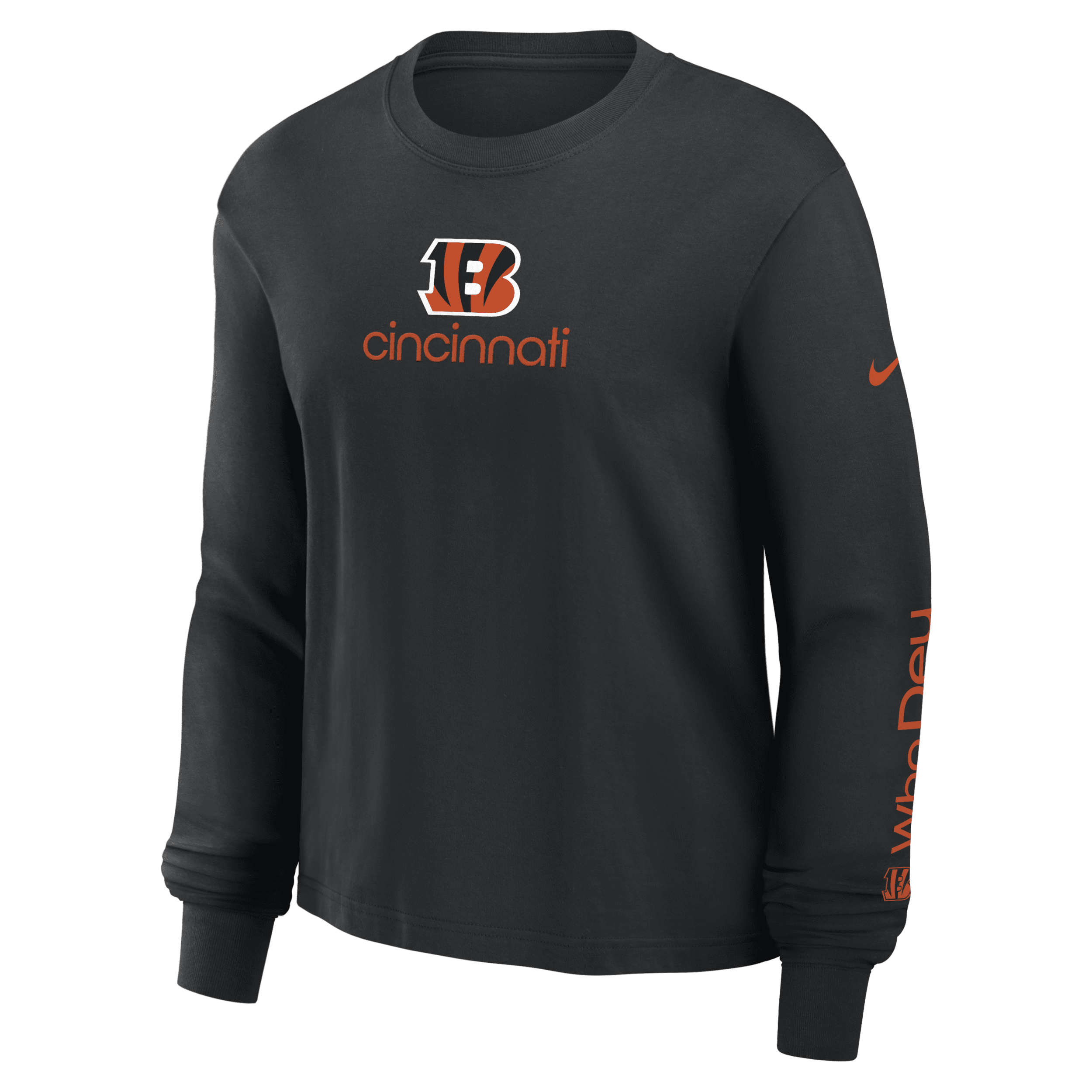 Nike Women's Black Cincinnati Bengals Boxy Long Sleeve T-shirt In Black
