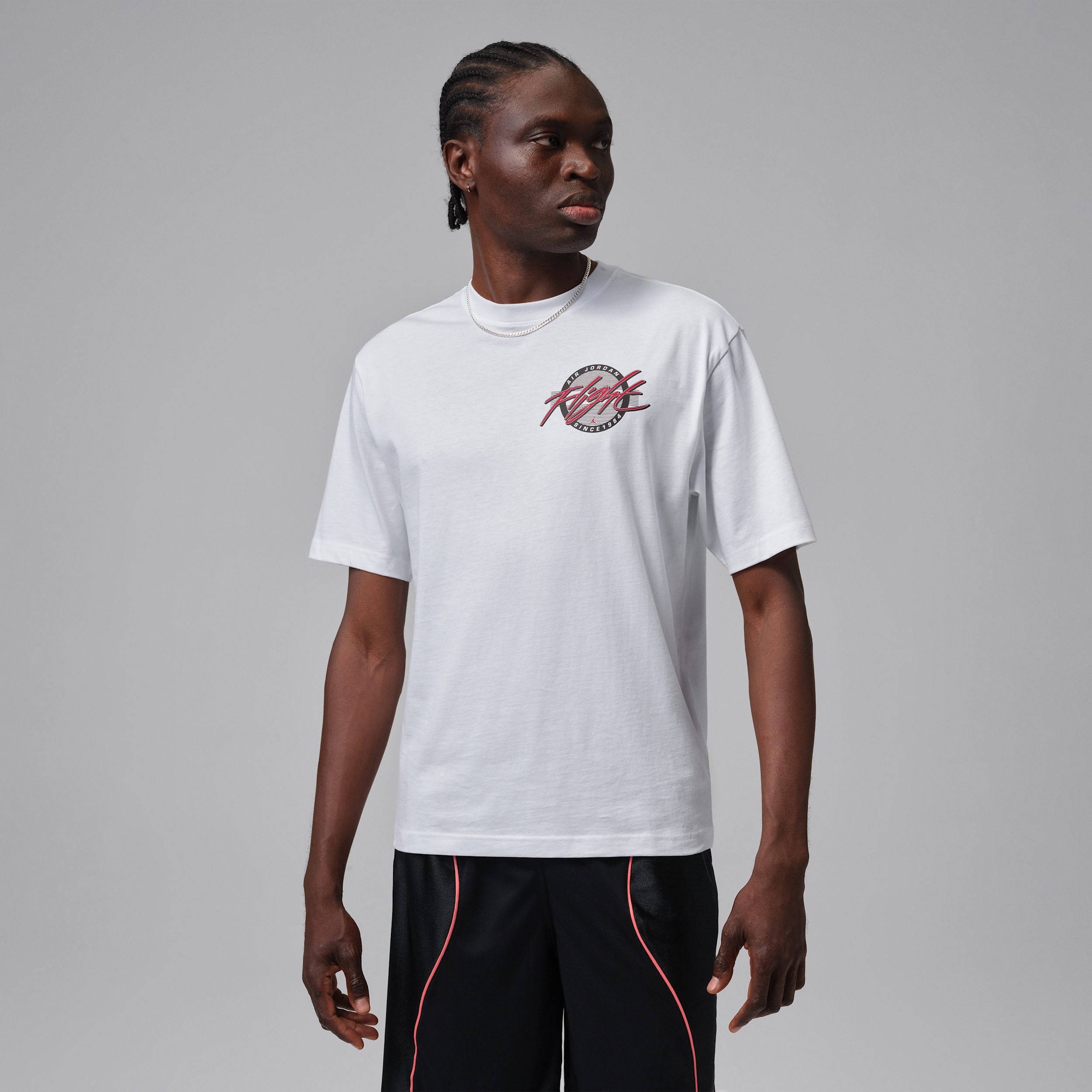 Jordan Mens Flight Short Sleeve Crew - - White / White