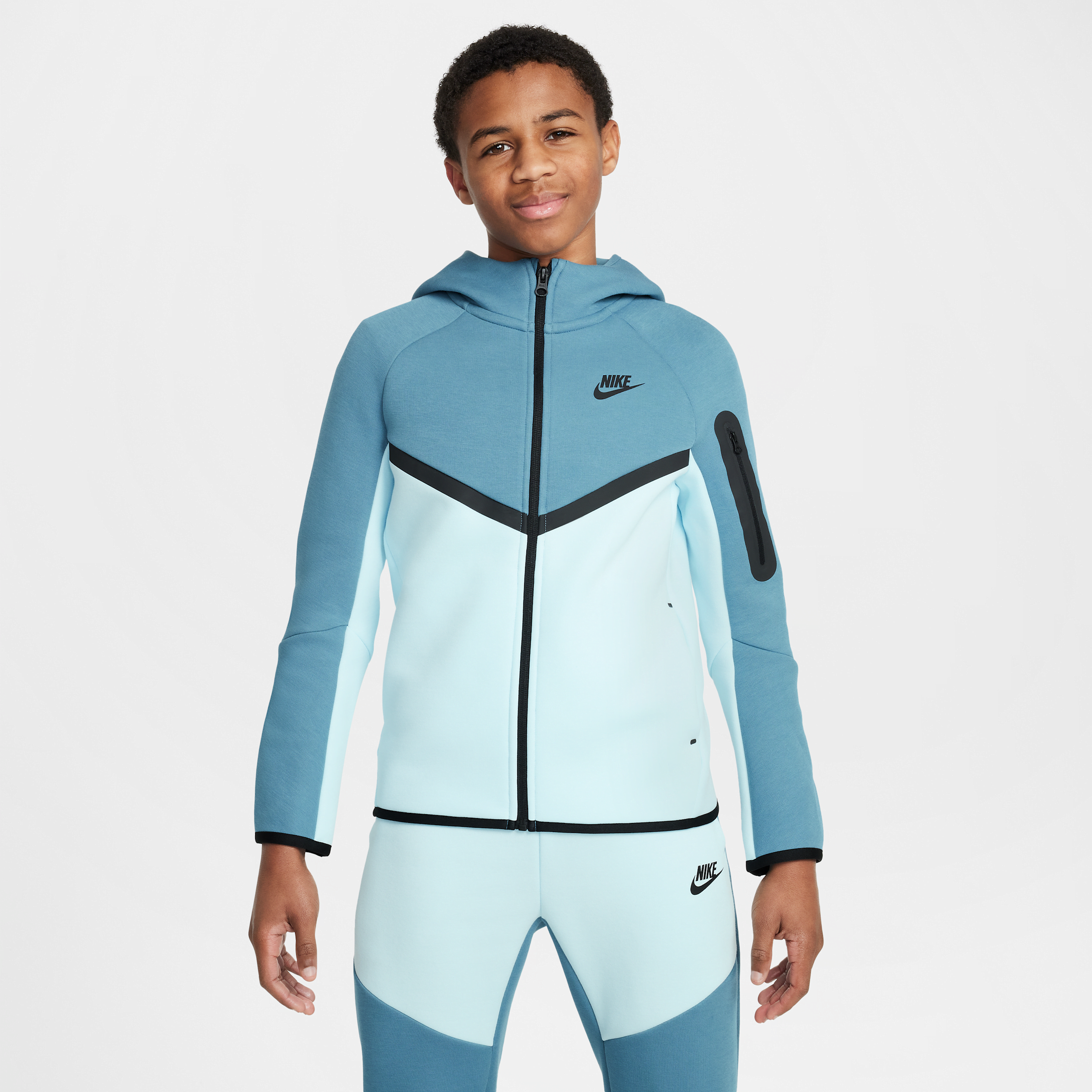 Nike Sportswear Tech Fleece Big Kids' Full-zip Hoodie In Blue