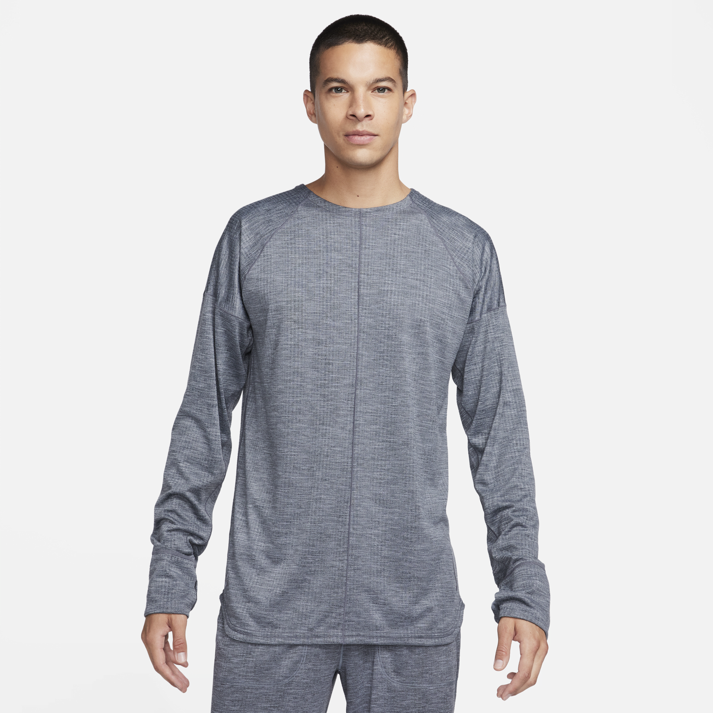 Shop Nike Men's  Yoga Dri-fit Crew Top In Grey