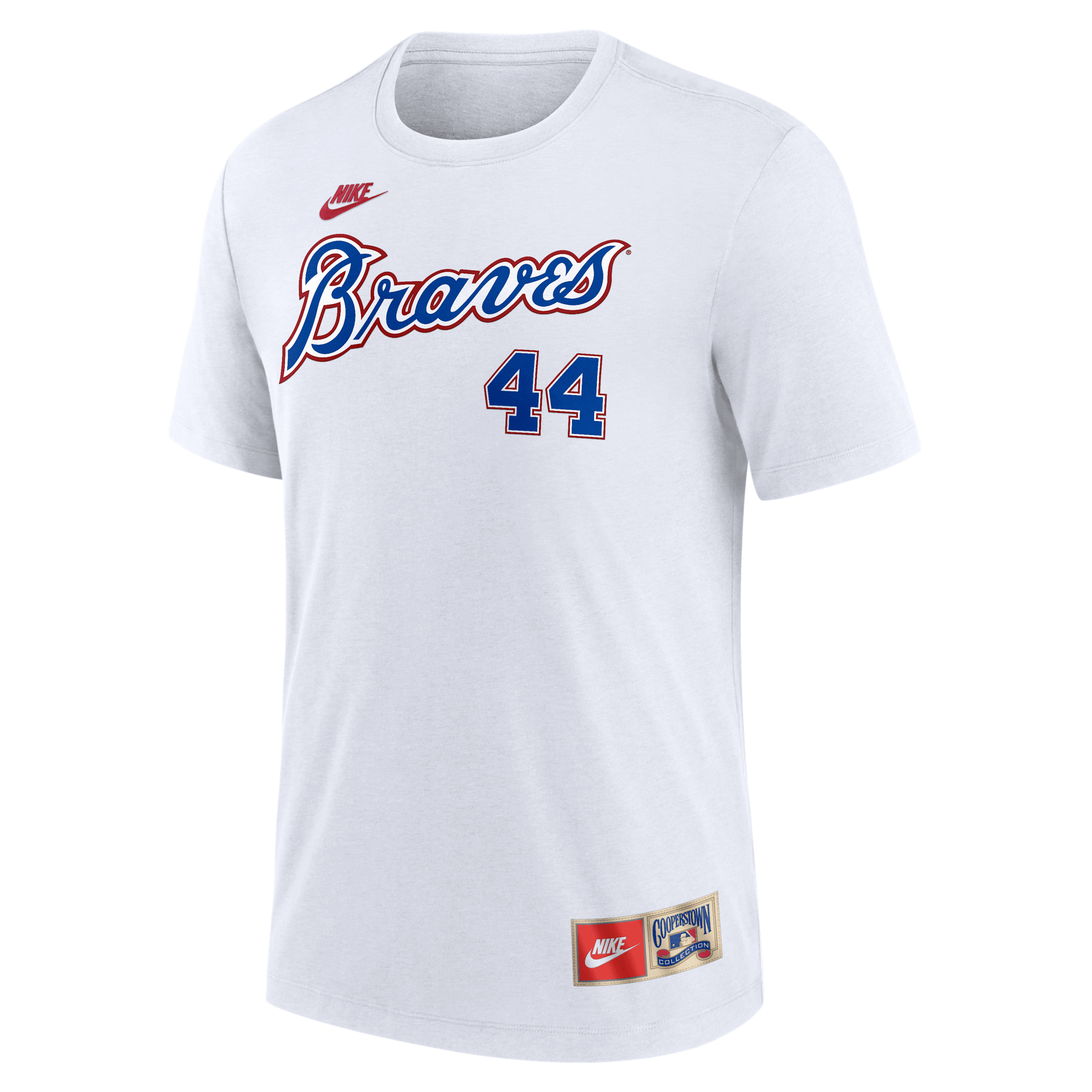 Nike Men's Hank Aaron White Atlanta Braves Cooperstown Collection Tri-Blend Name Number T-Shirt - White