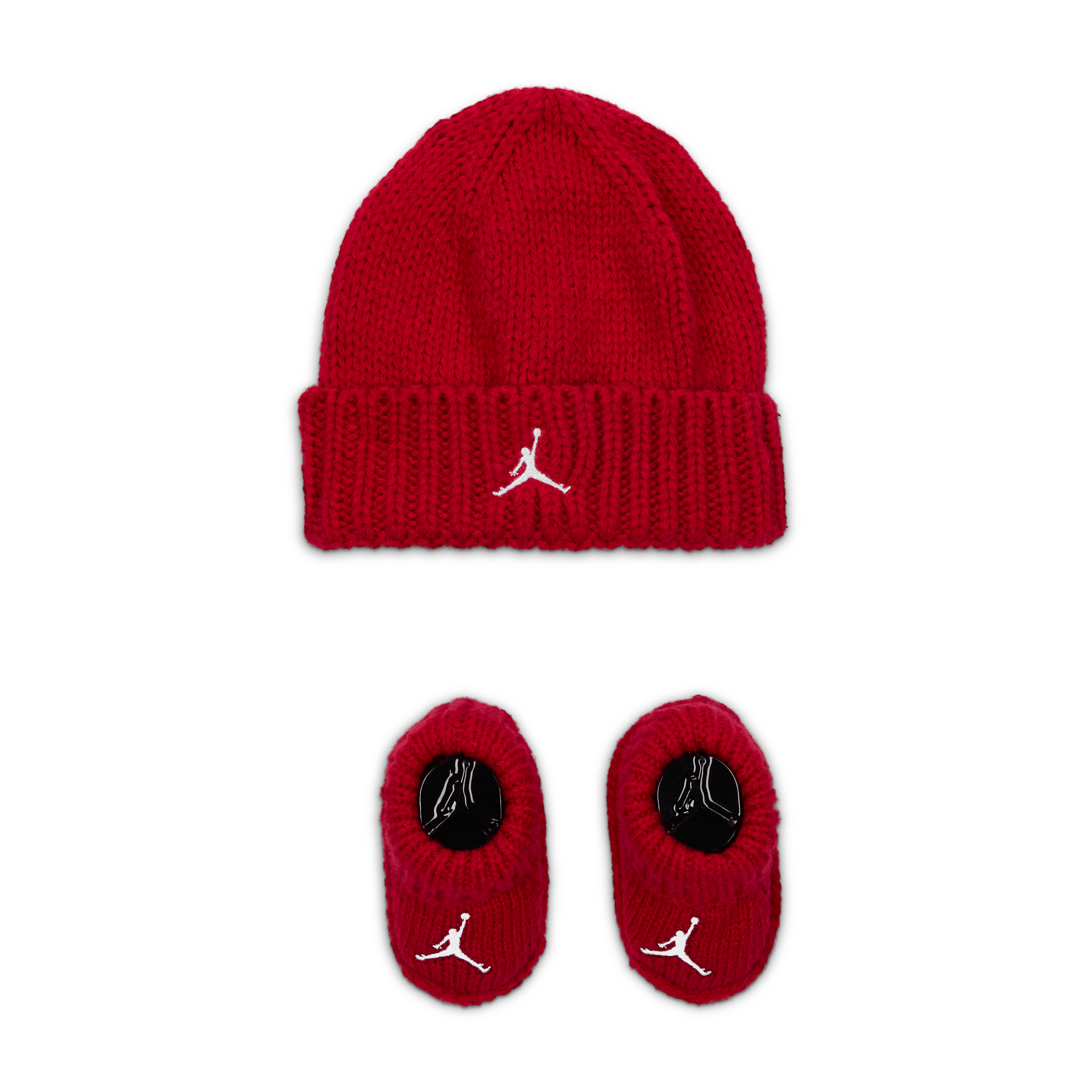 Jordan Baby () Chunky Knit Hat And Booties Set In Red
