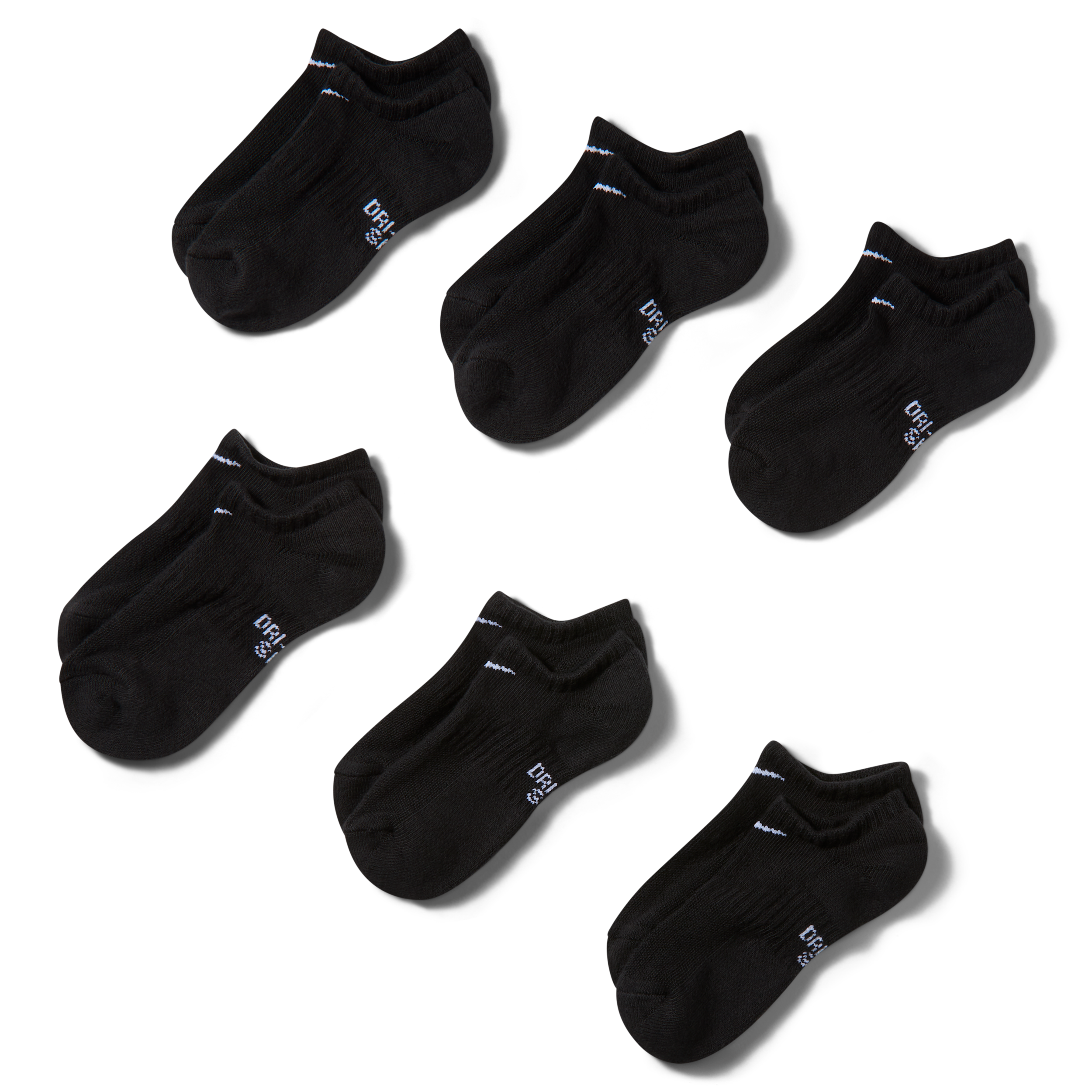 Nike 6 Pack Medium Everyday Cushioned No Show Socks (Black/White) - Size 0.0 OT