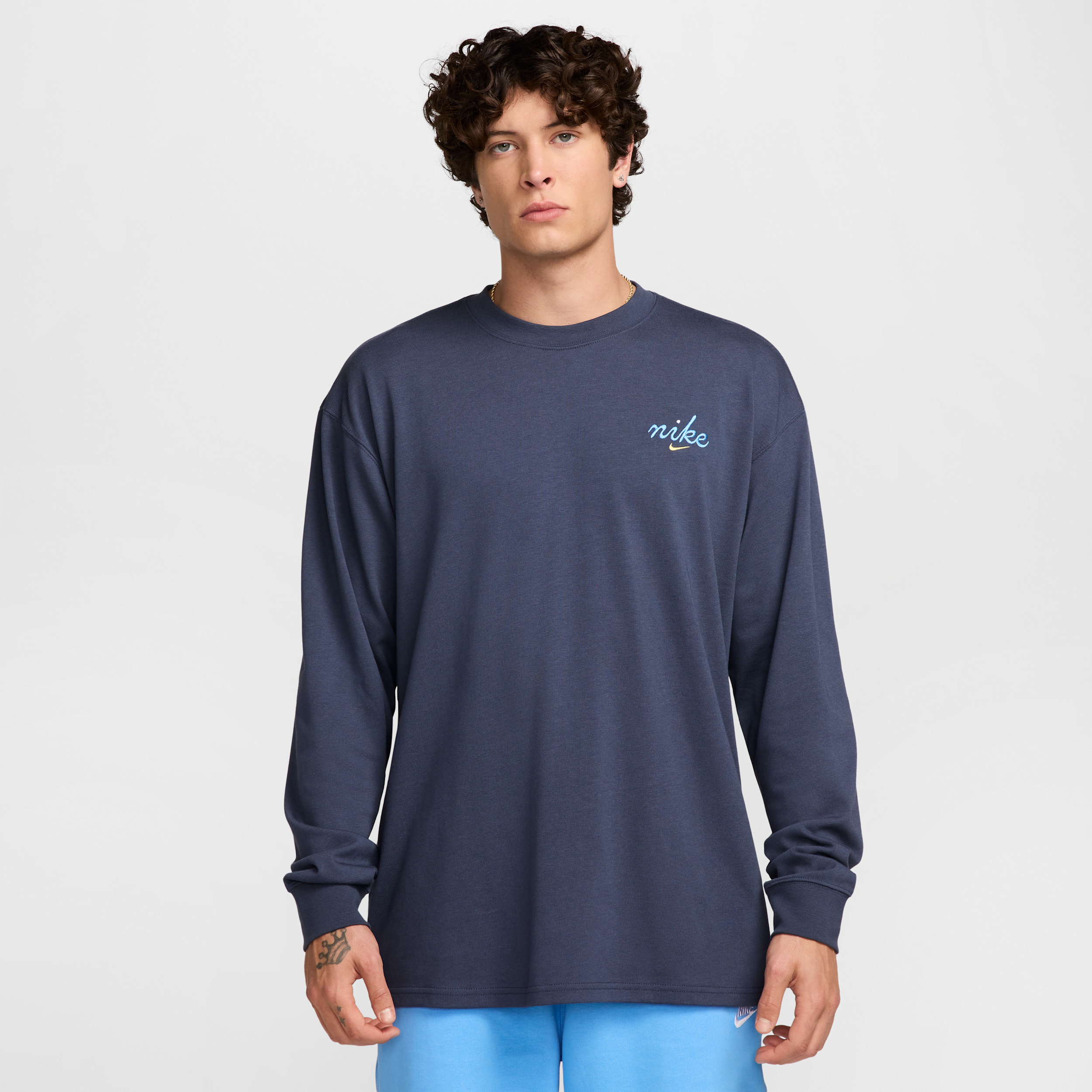 Nike Men's Sportswear Long-sleeved M90 T-shirt In Blue