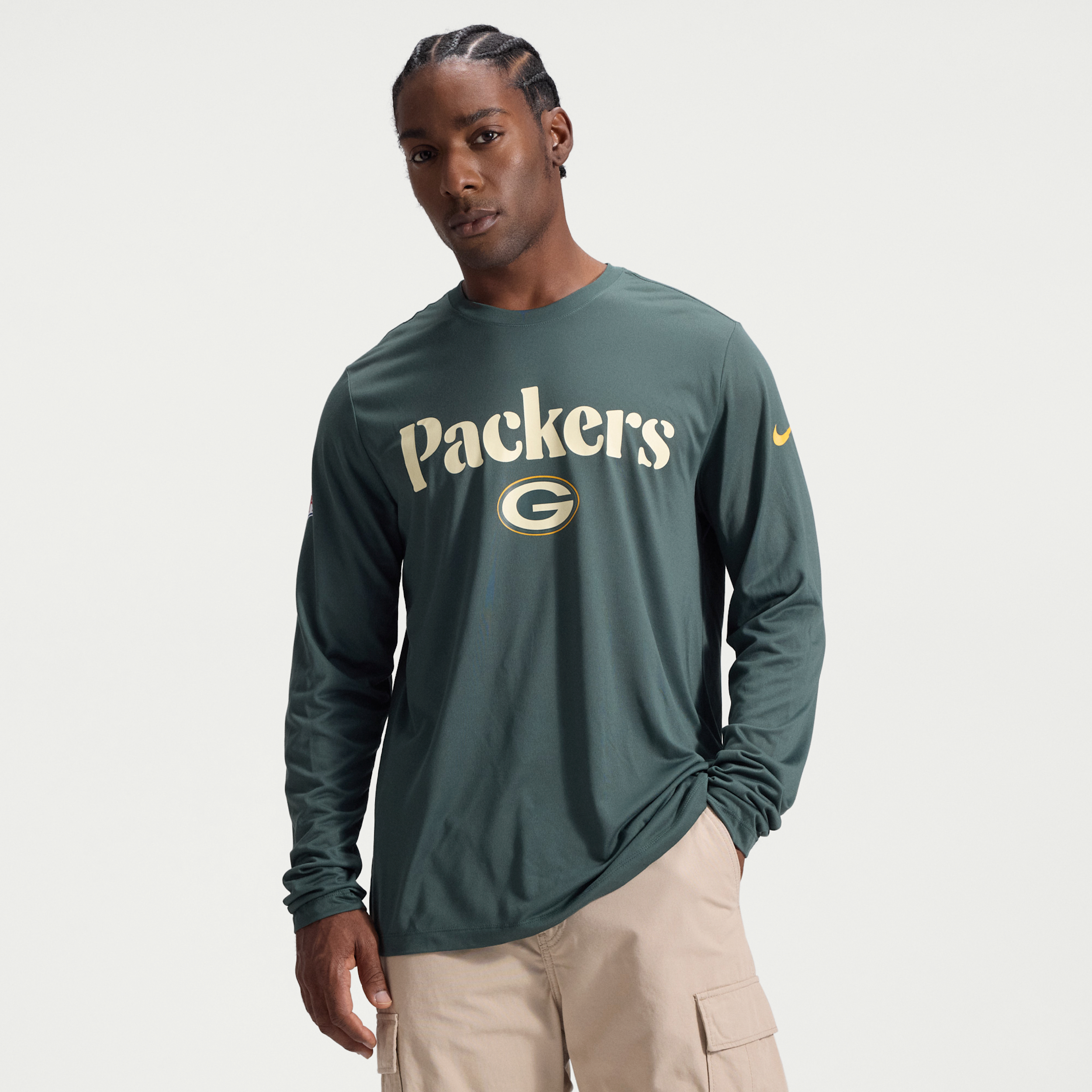 Green Bay Packers Rivalries Collection Sideline Legend Nike Men's Dri-FIT NFL Long-Sleeve T-Shirt in Green | 02TJ33X7T-X5L