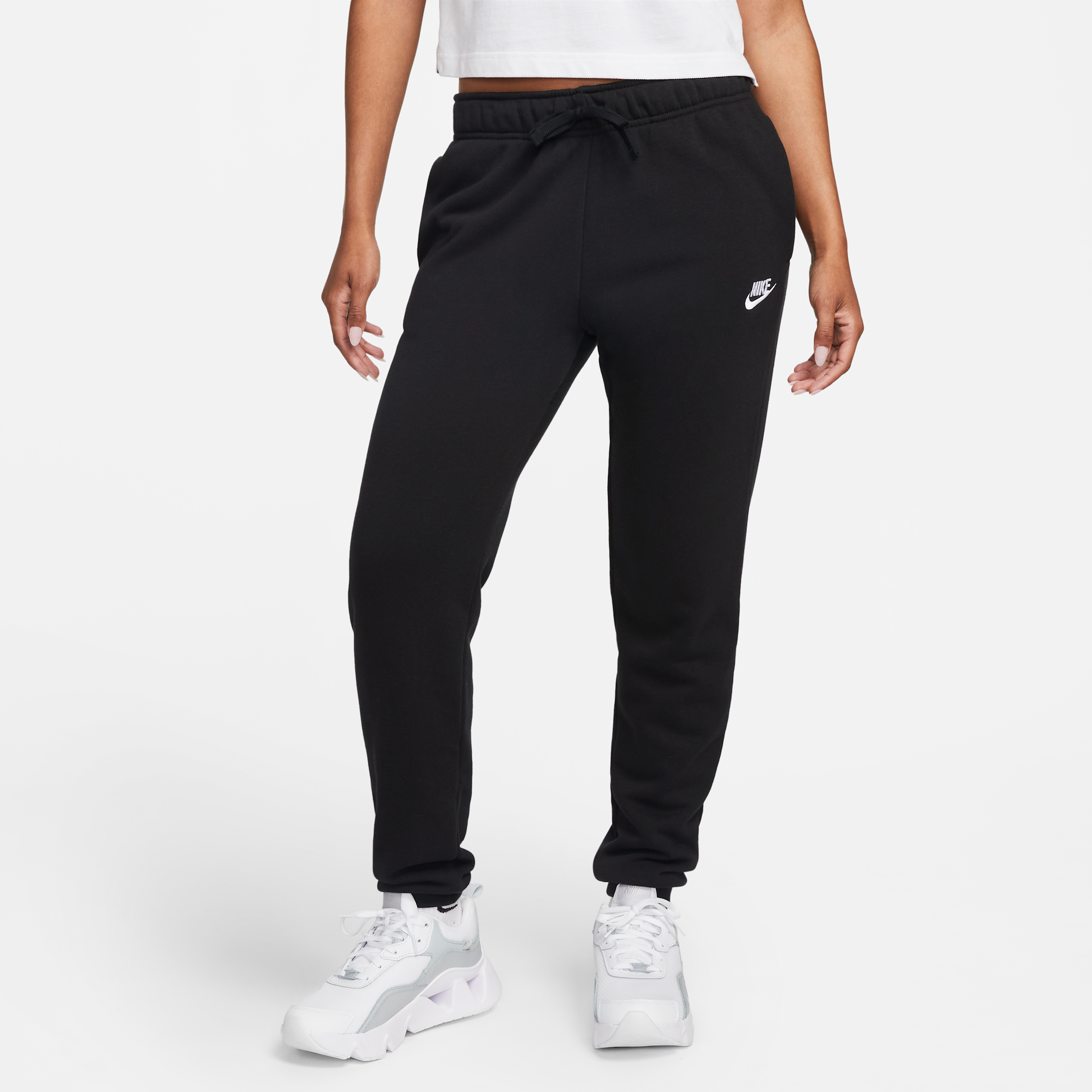 Women's Nike Sportswear Club Fleece Mid-Rise Jogger Pants in Black, Size: XS | DQ5191-010