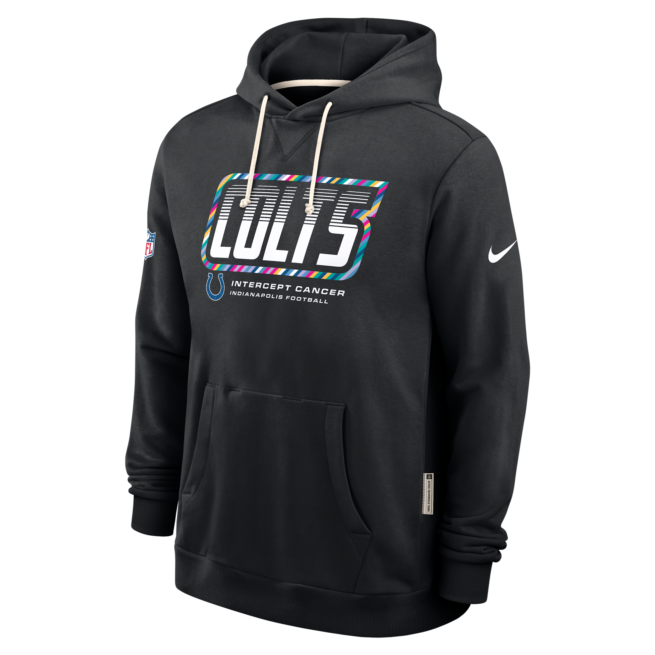 Indianapolis Colts Crucial Catch Sideline Standard Issue Nike Men's Dri-FIT NFL Pullover Hoodie in Black | 03AZ00AZUE-F9R