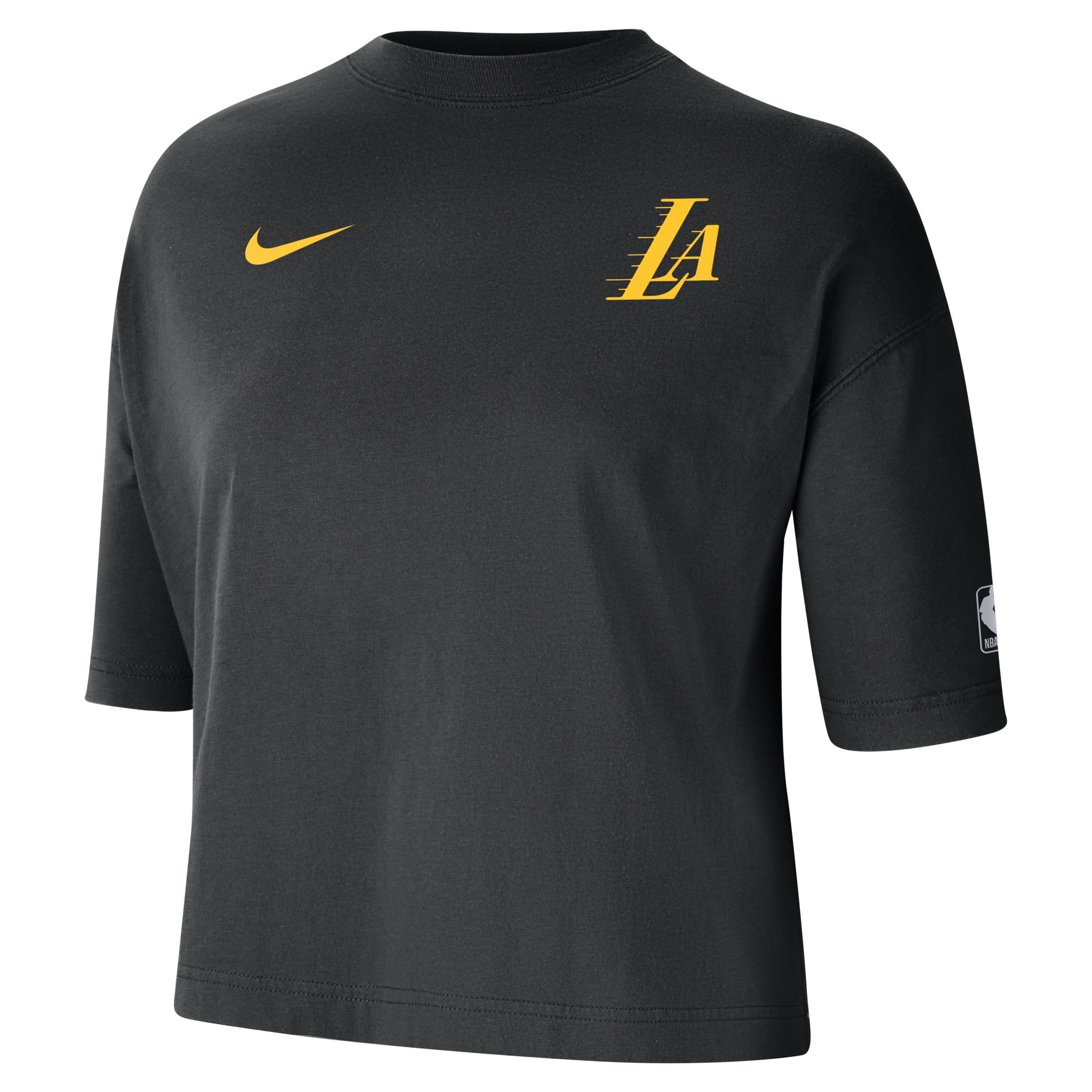 Nike Los Angeles Lakers 2023/24 City Edition Women's Nba Courtside Boxy T-shirt In Black