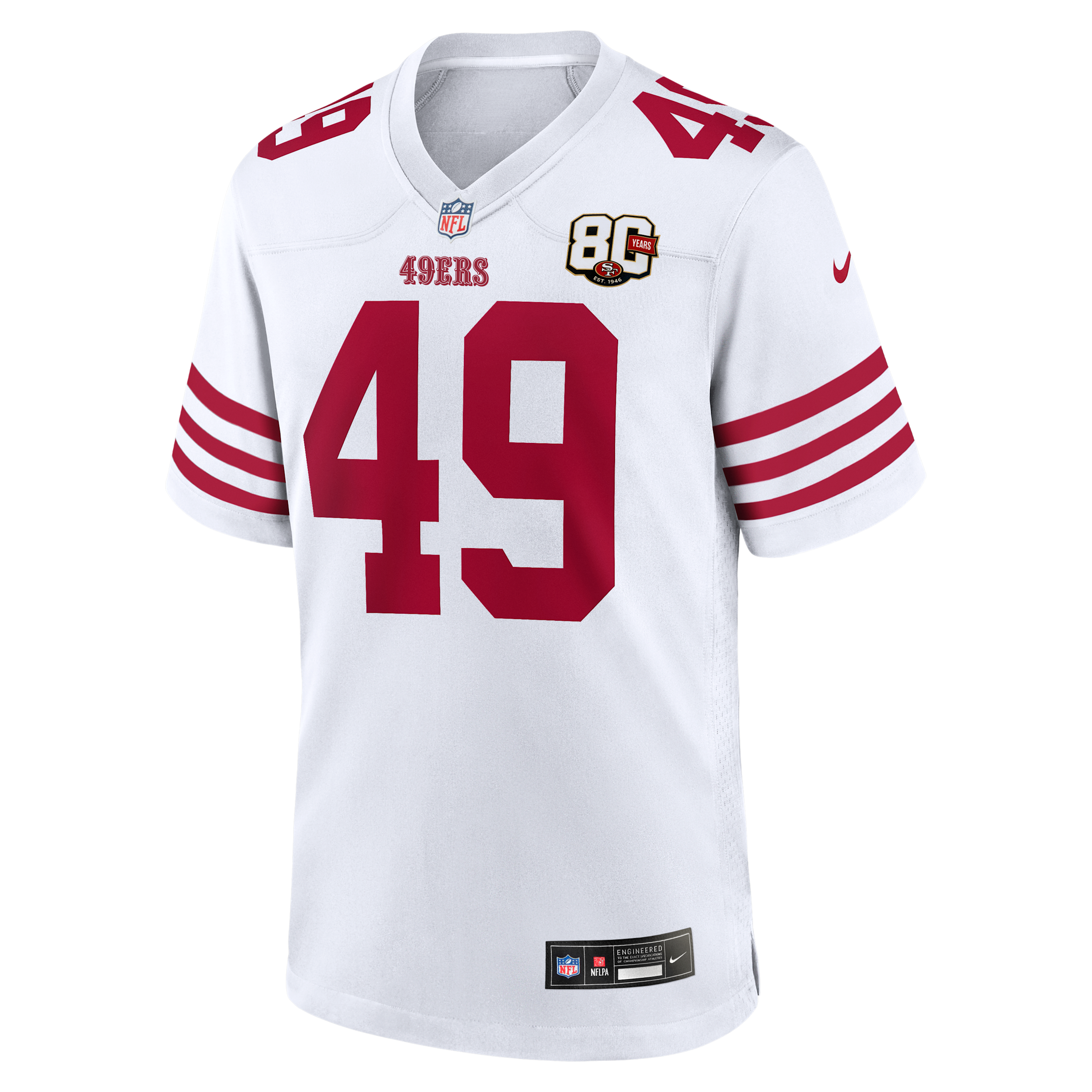The Faithful San Francisco 49ers 80th Anniversary Nike Men's NFL Game Jersey in White | 67NMSAGR9B-V31