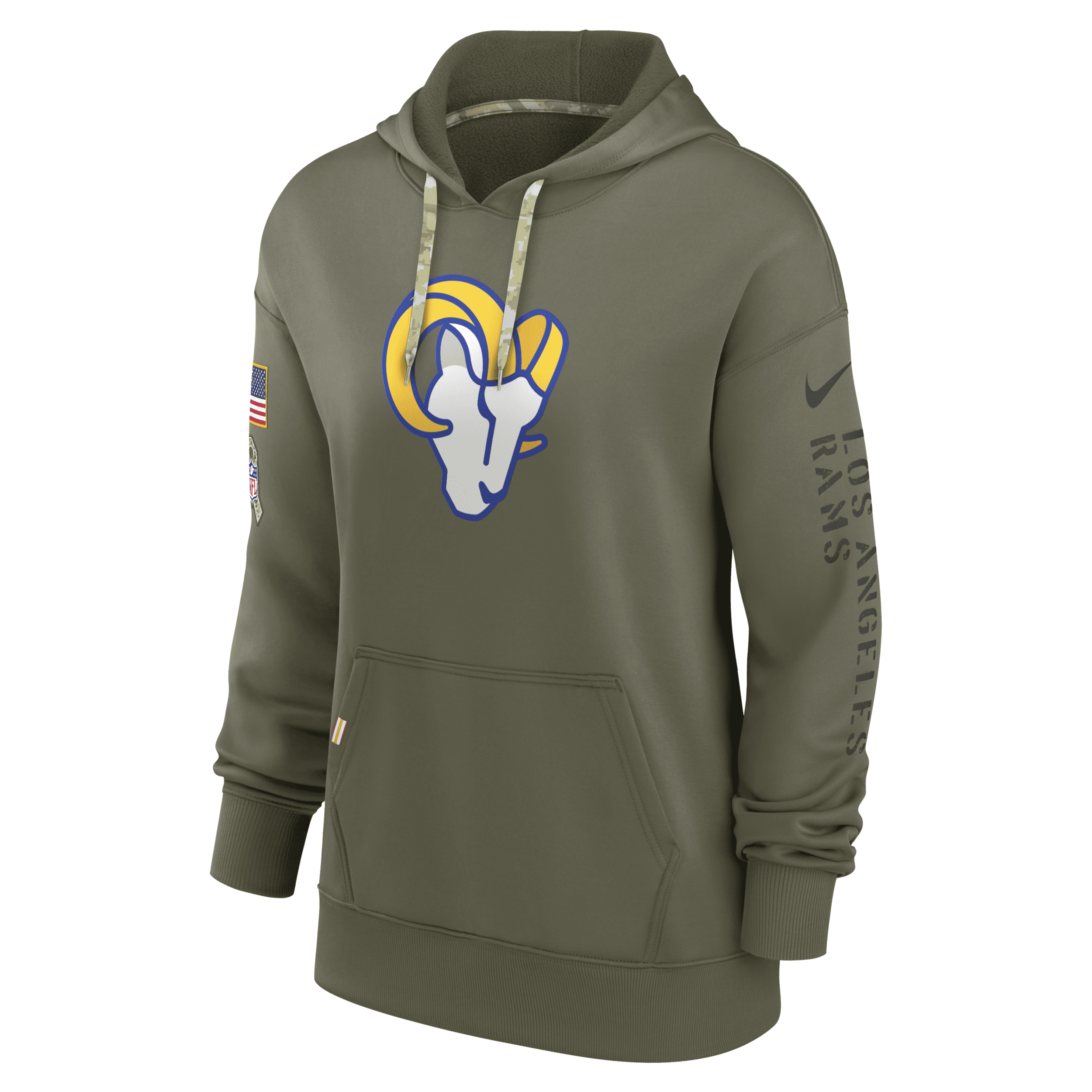 Nike Women's Dri-Fit Salute to Service Logo (NFL Los Angeles Rams) Pullover Hoodie Brown