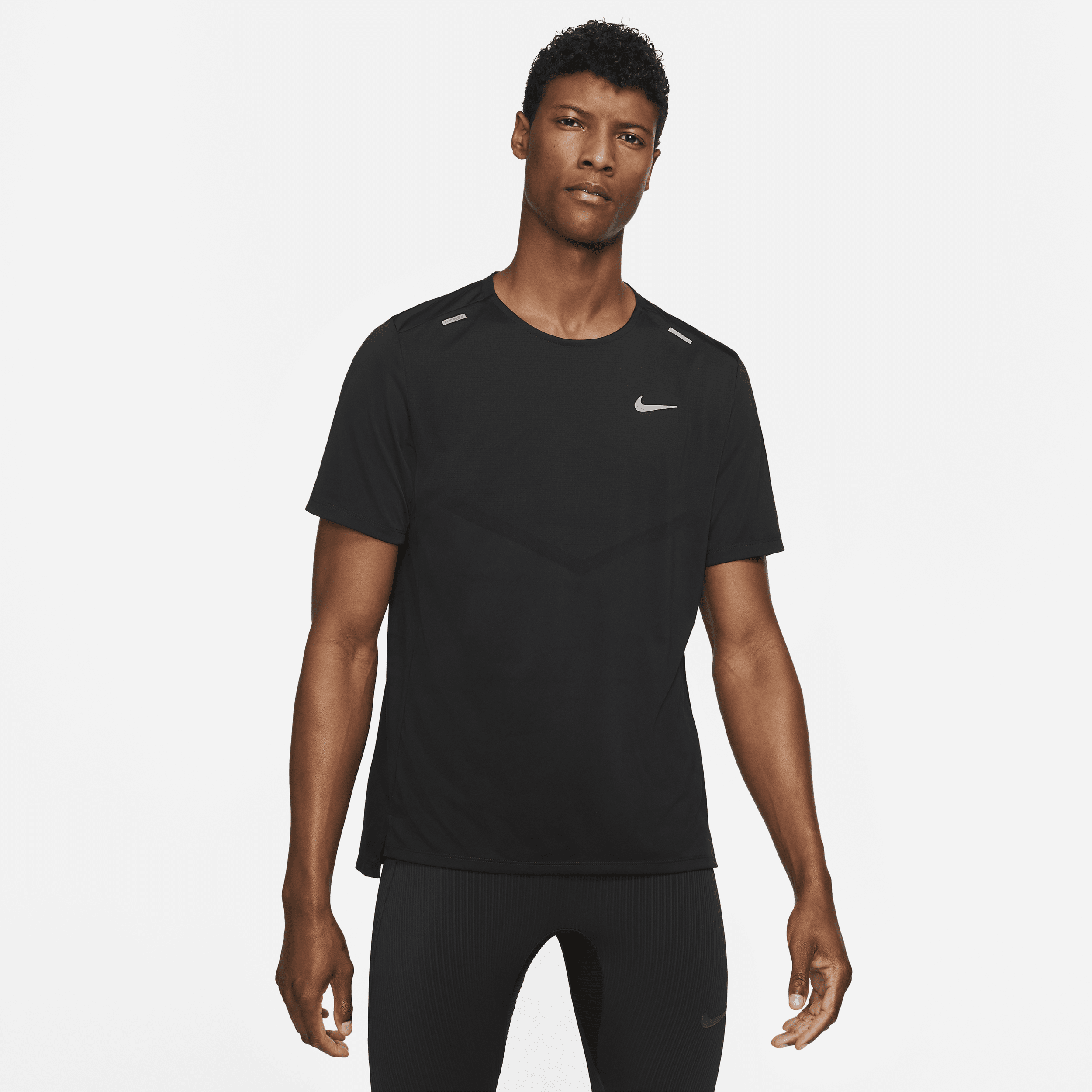 Shop Nike Men's Rise 365 Dri-fit Short-sleeve Running Top In Black
