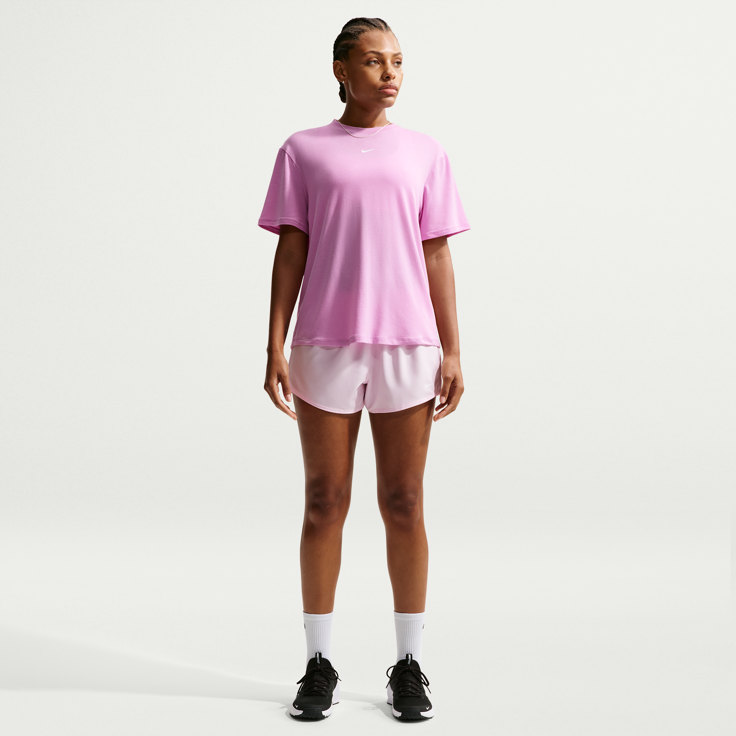 Nike Women's One Dri-FIT Mid-Rise 3" Brief-Lined Shorts in Pink | DX6010-663