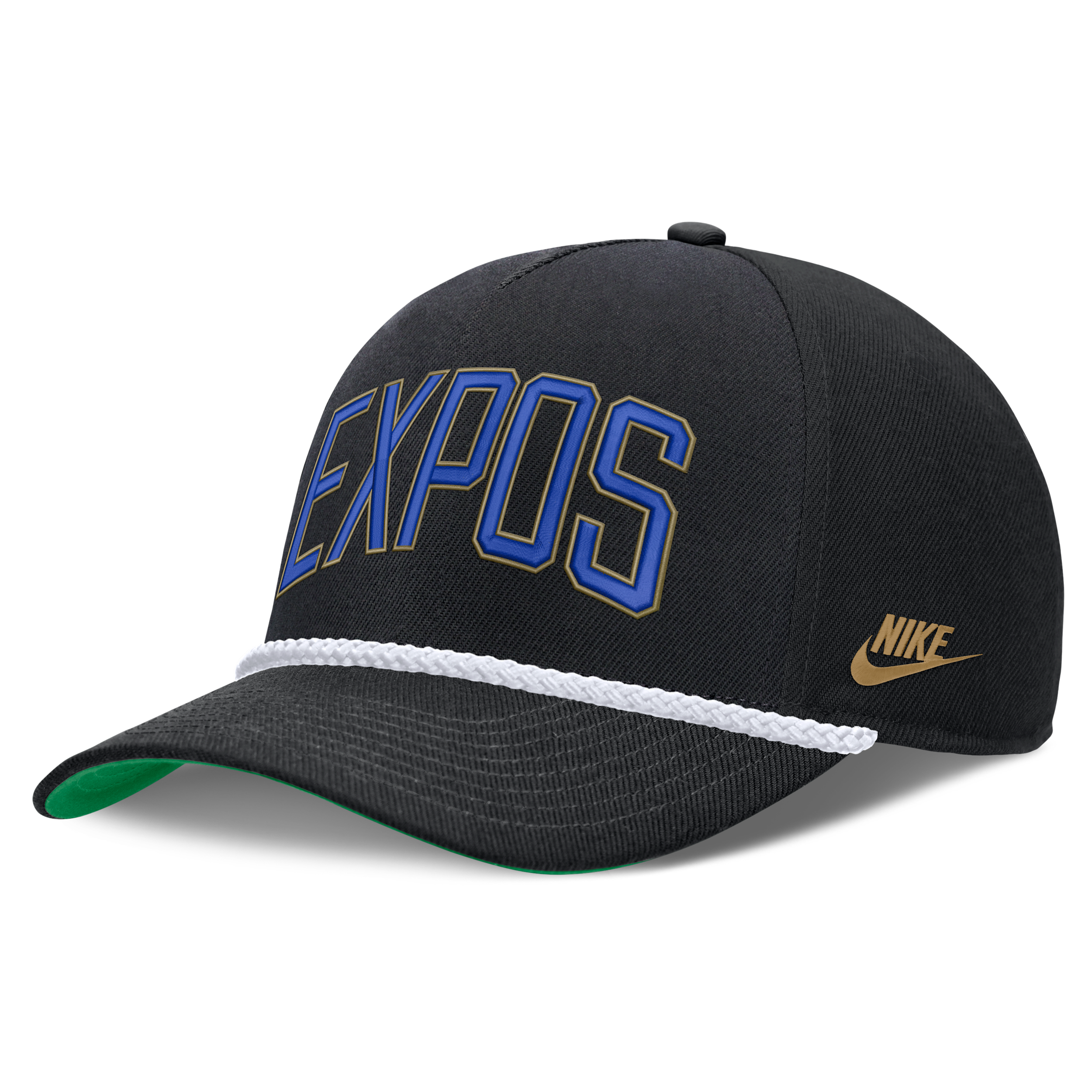 Men's Nike Black Montreal Expos Cooperstown Collection Rise Adjustable Hat - Black, Green