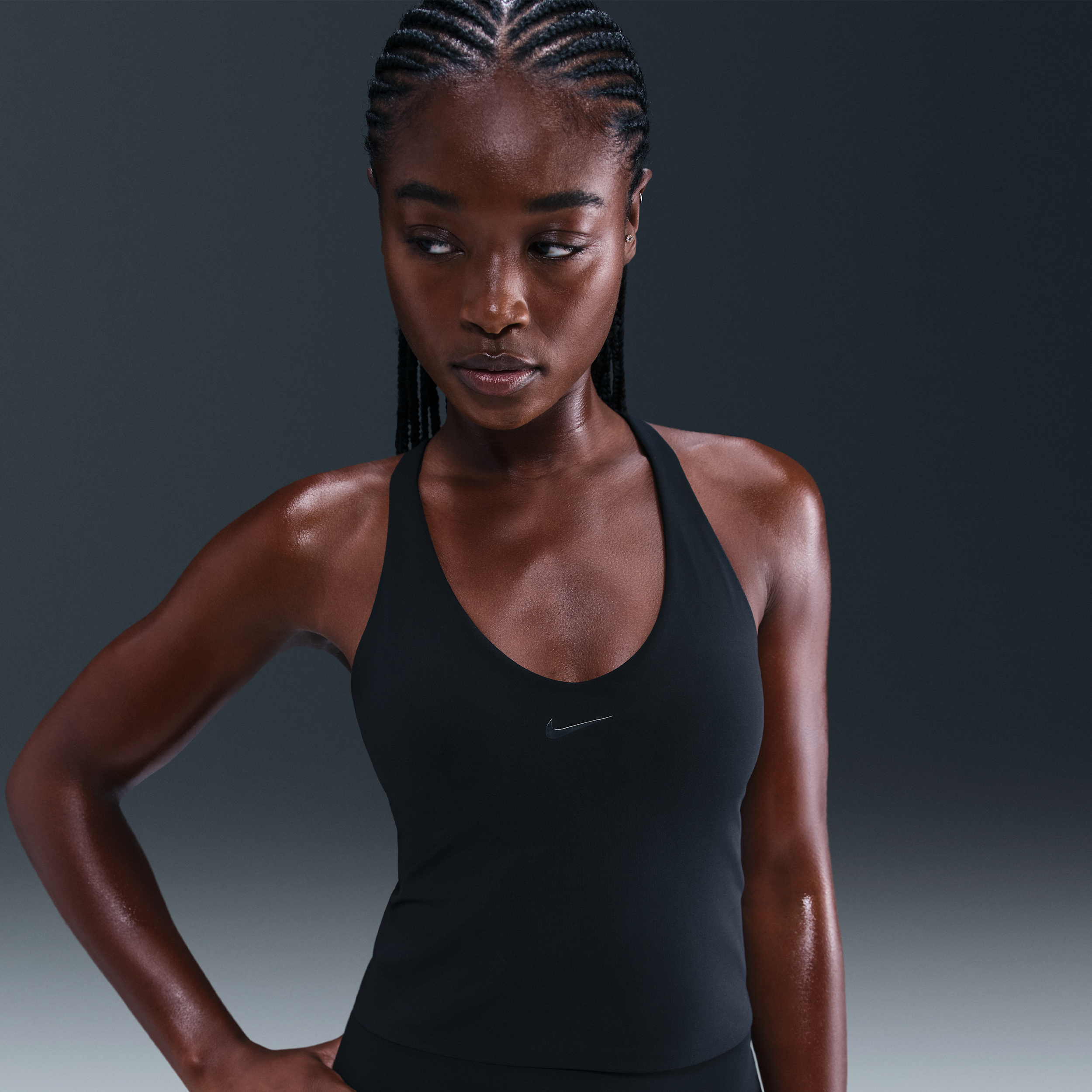 Nike Women's Universa -support Padded Sports Bra Tank Top In Black