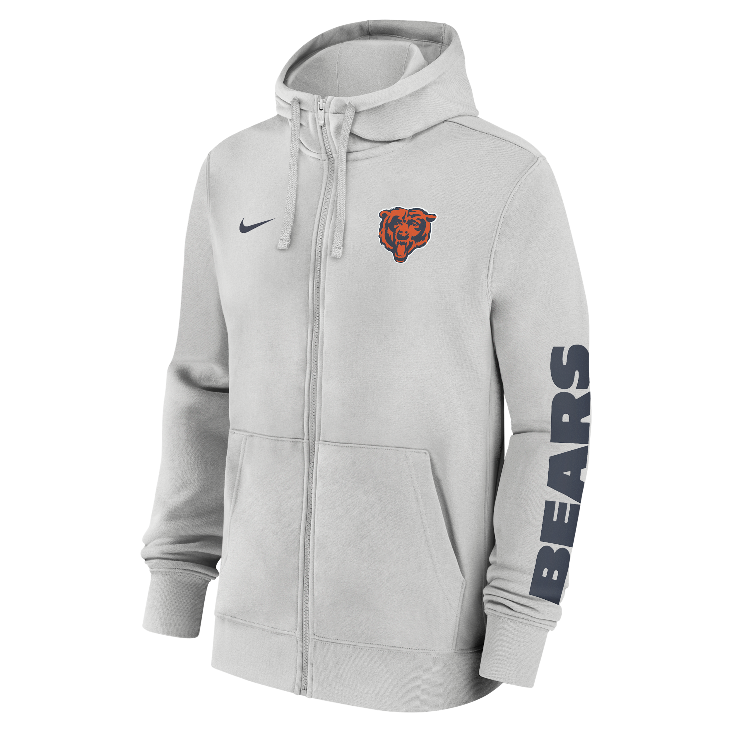 Chicago Bears Club Nike Men's NFL Full-Zip Hoodie in Grey | 01NC0BB7Q-1LR