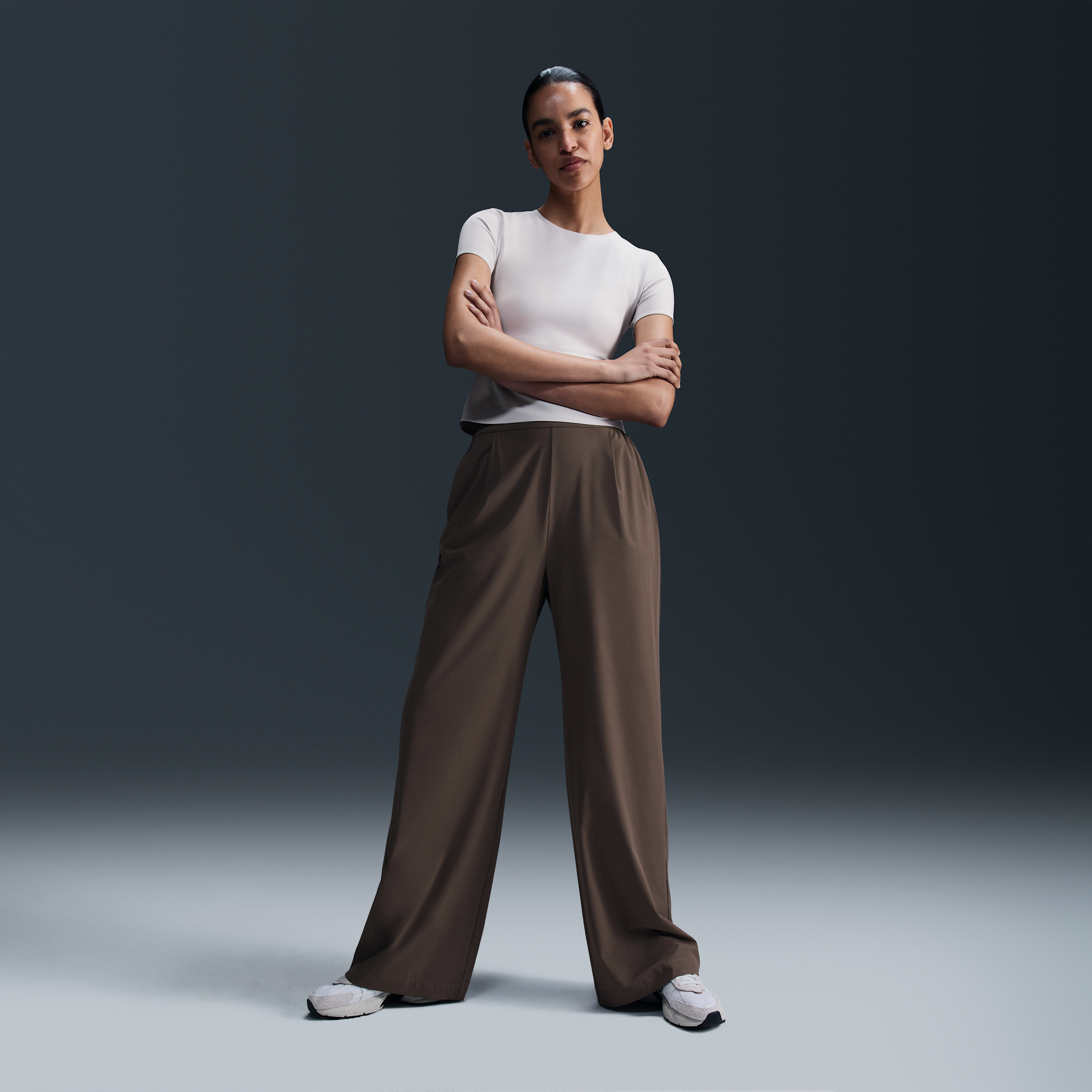 Nike Women's 24.7 Perfectstretch Dri-fit High-waisted Loose Wide-leg Pants In Brown