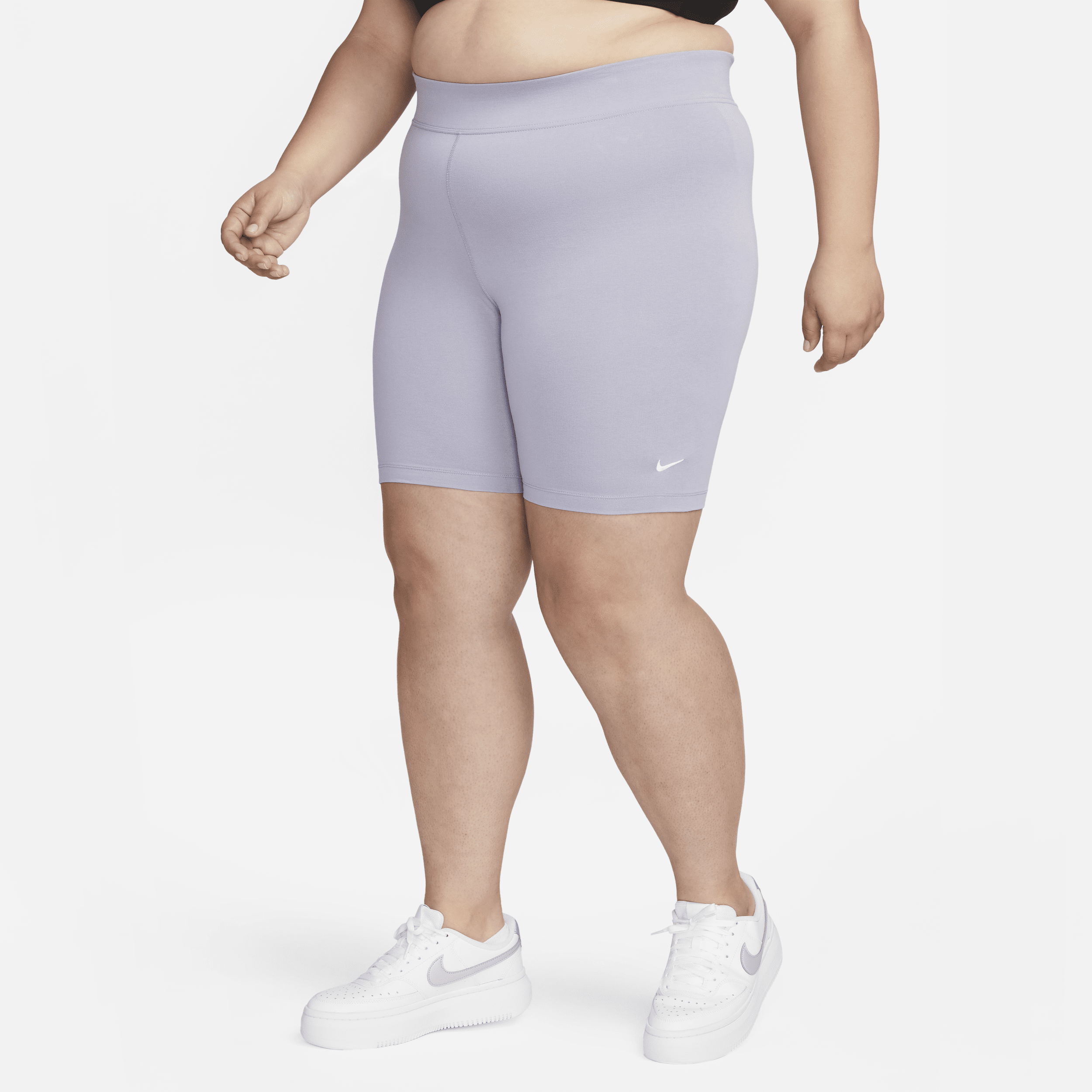 Nike Women's  Sportswear Essential Mid-rise Bike Shorts (plus Size) In Purple