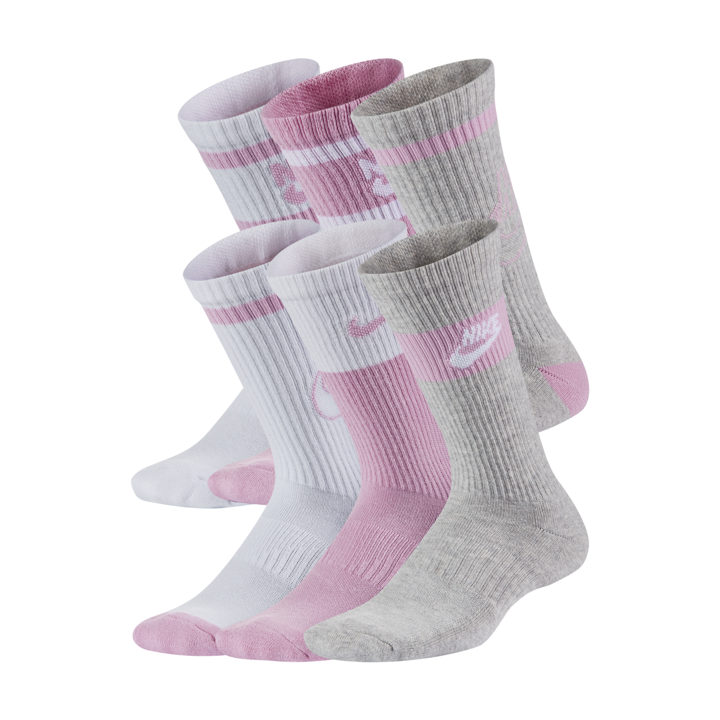 Nike Everyday Kids' Cushioned Crew Socks (6 Pairs) In Multicolor