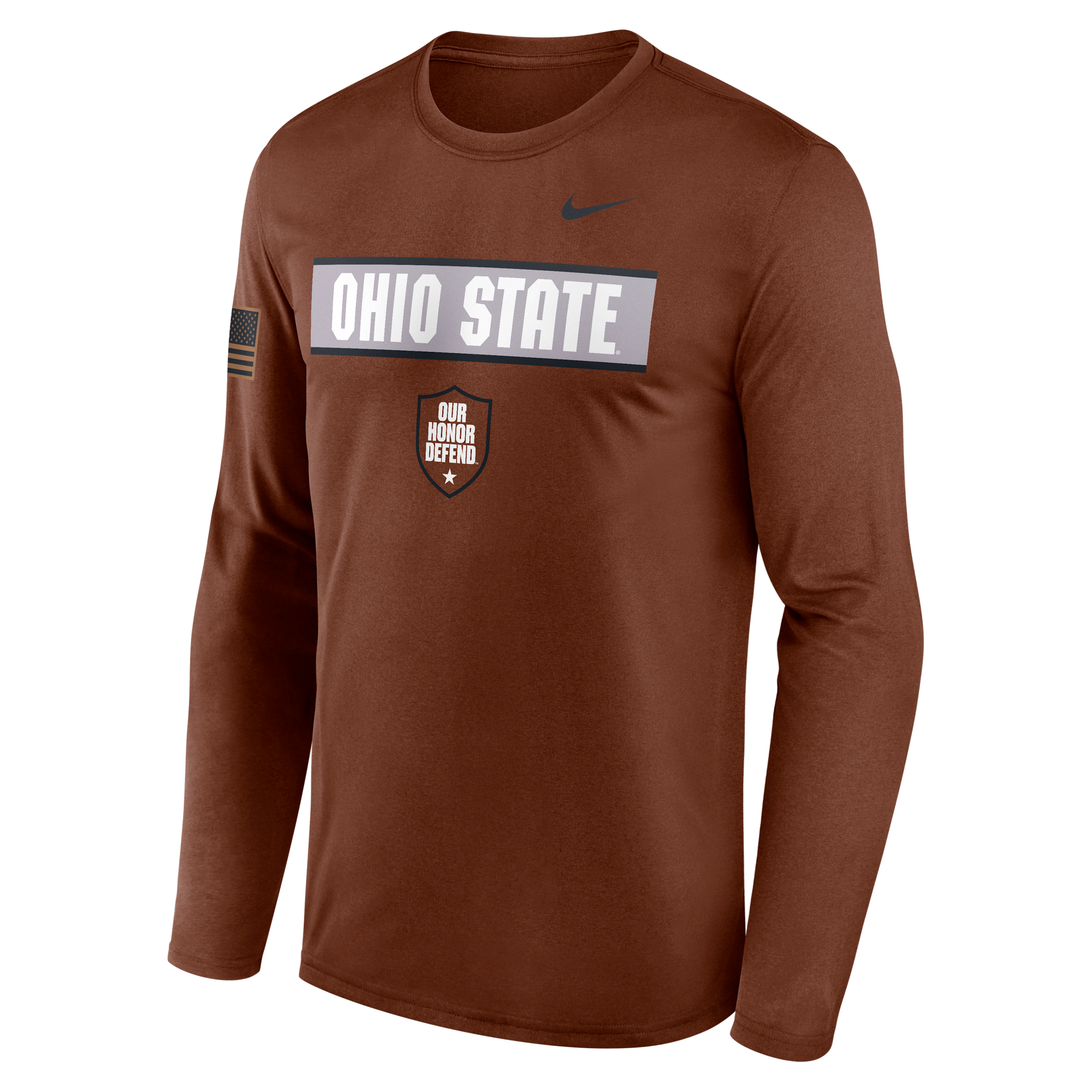 Ohio State Courtside Nike Men's Dri-FIT College Long-Sleeve T-Shirt in Brown | 02TJ2GYOHD-VZG