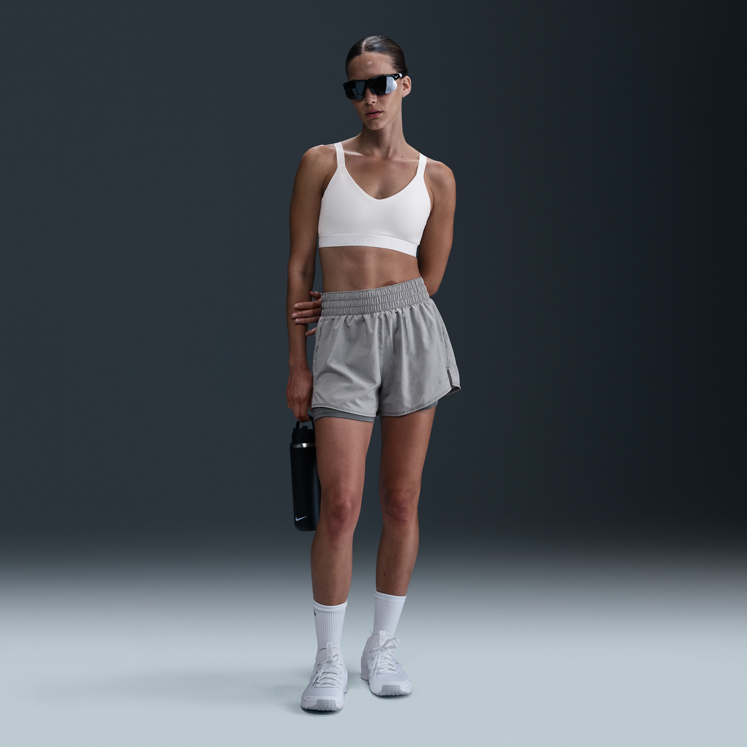 Nike Women's One Dri-fit High-waisted 3" 2-in-1 Shorts In Grey