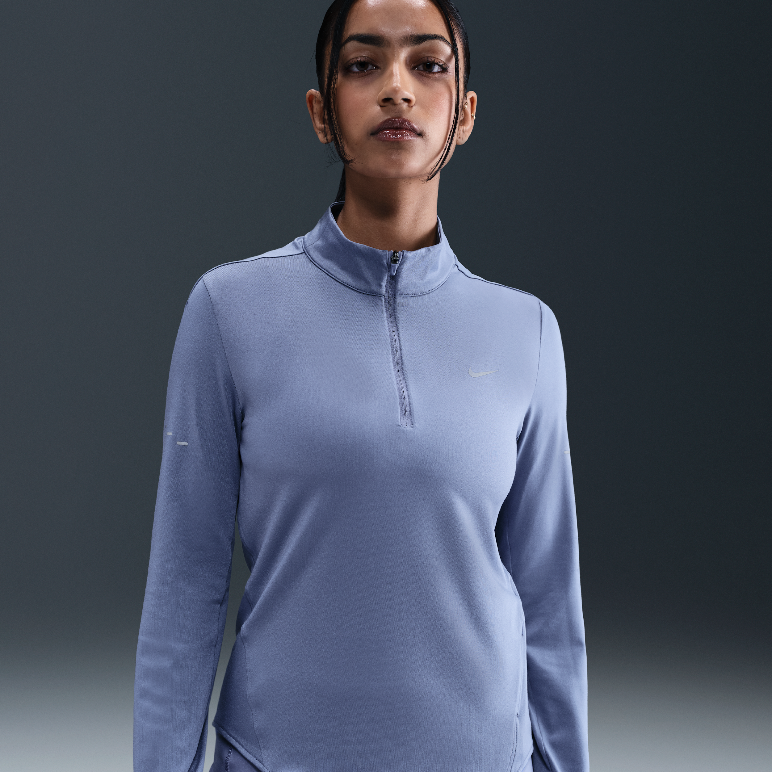 Nike Women's Swift Dri-fit Uv 1/4-zip Running Top In Blue