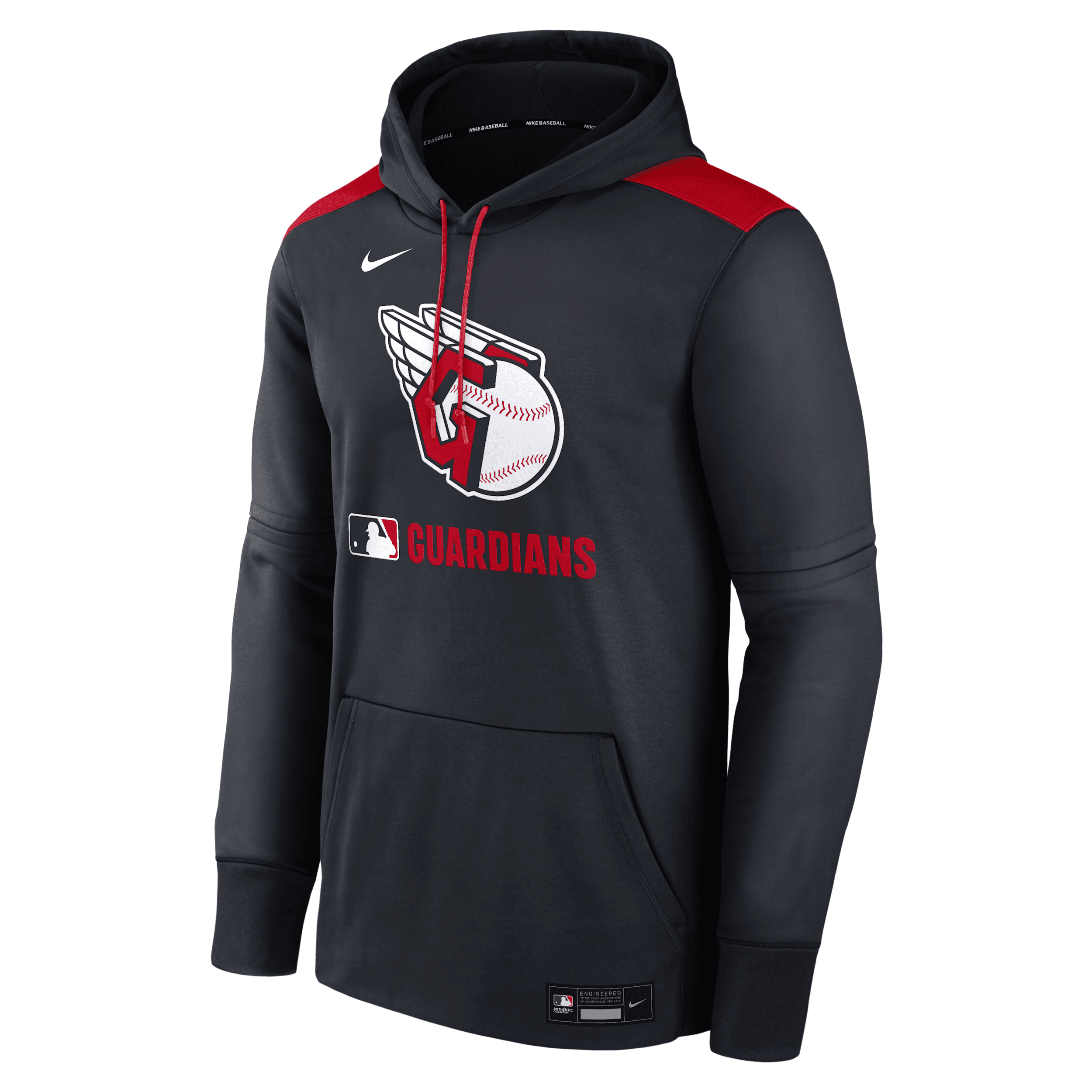 Nike Men's Cleveland Guardians Authentic Collection Therma Mlb Pullover Hoodie In Blue