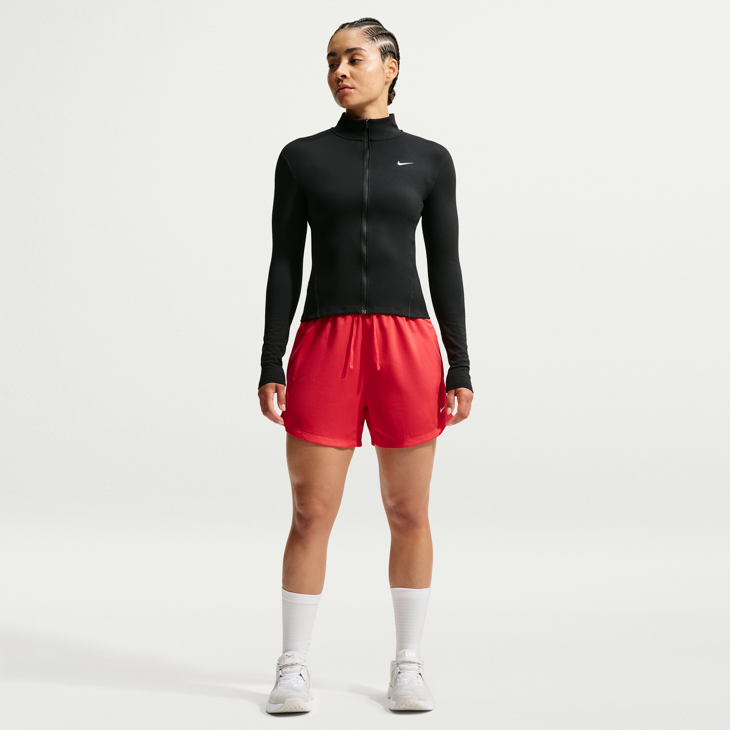 Nike Women's Attack Dri-FIT Mid-Rise 4" Shorts in Red | IQ0401-696