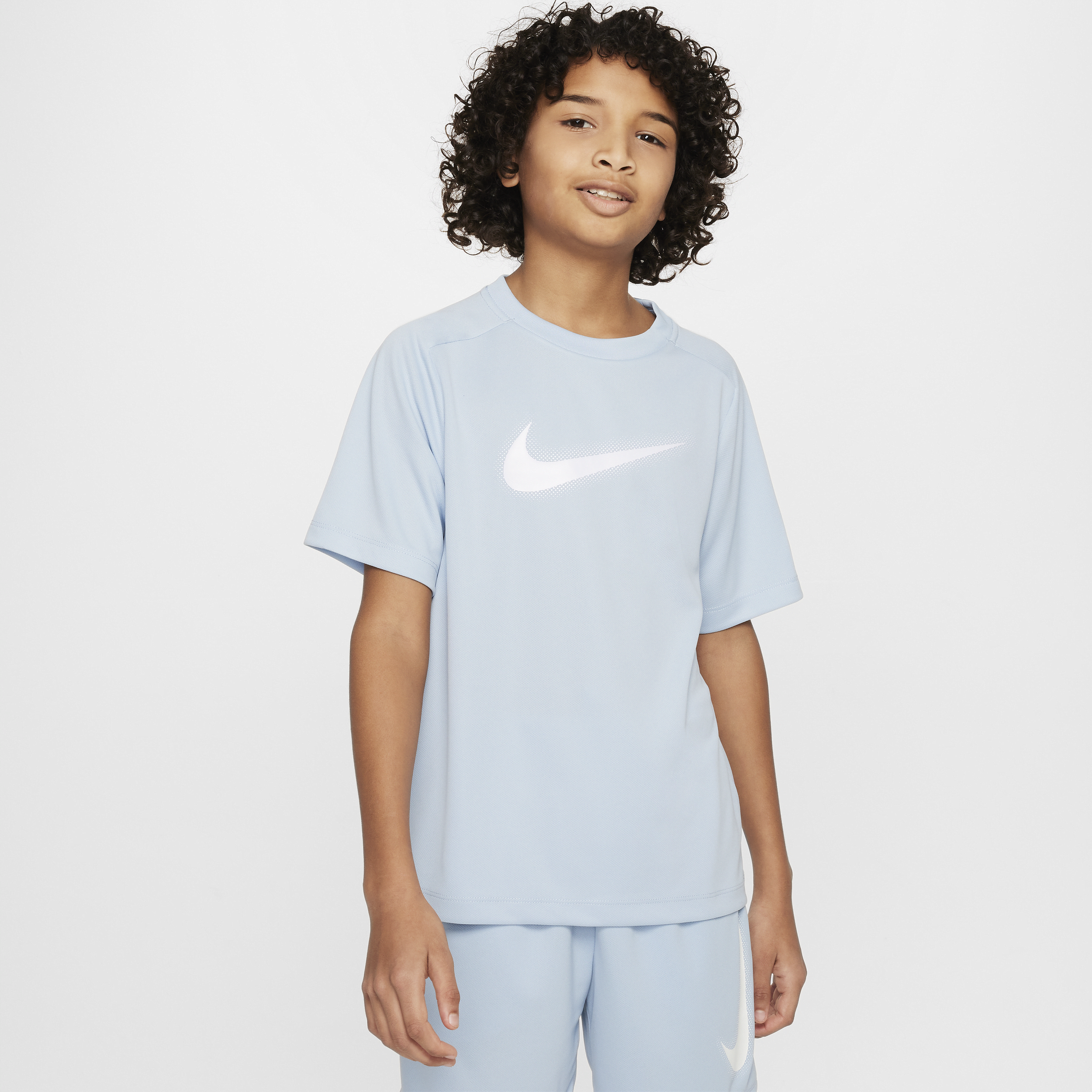 Shop Nike Multi Big Kids' (boys') Dri-fit Graphic Training Top In Blue
